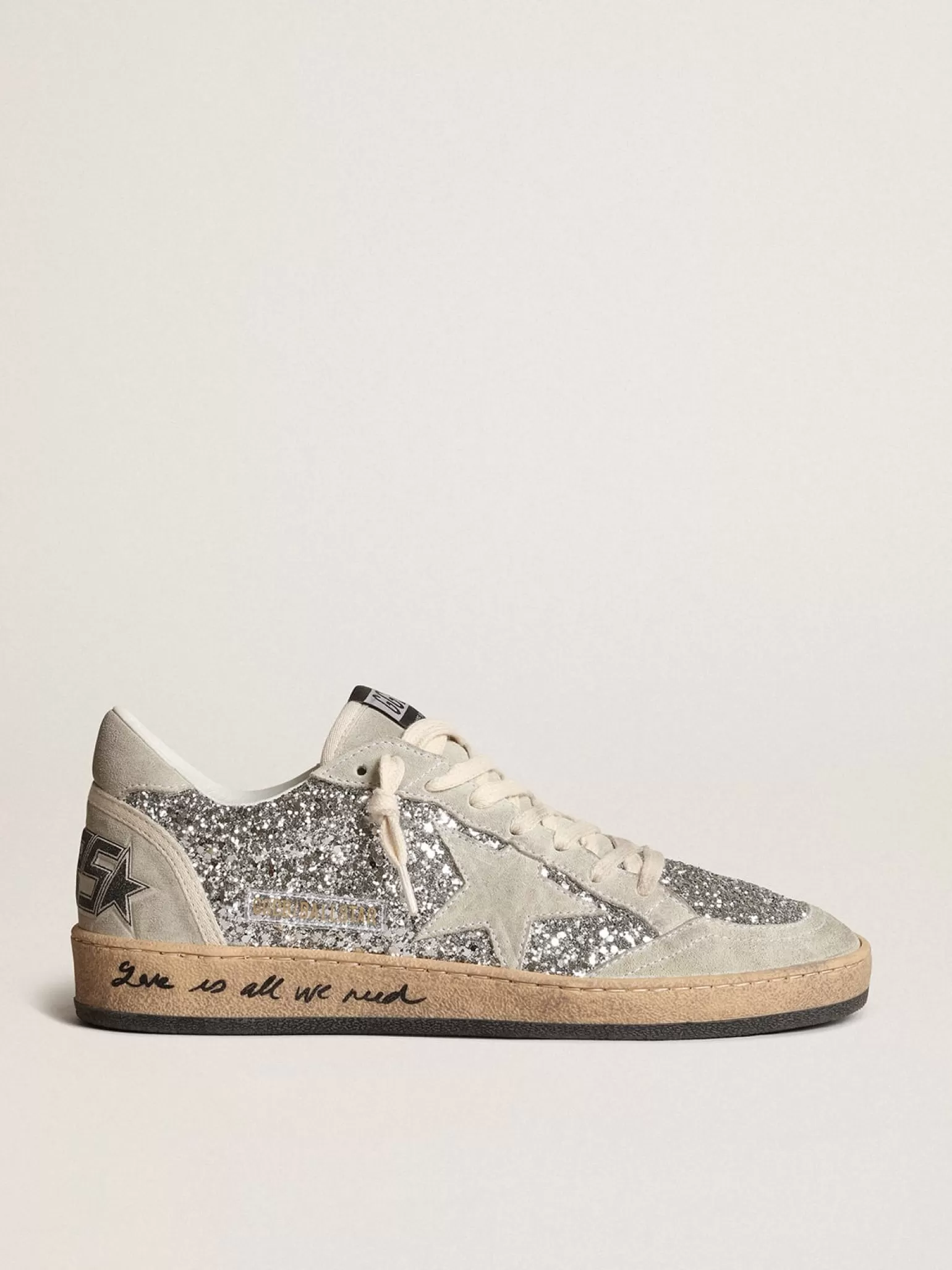 Store Ball Star de glitter prateado com inserções de suede cor gelo MULHER Ball Star