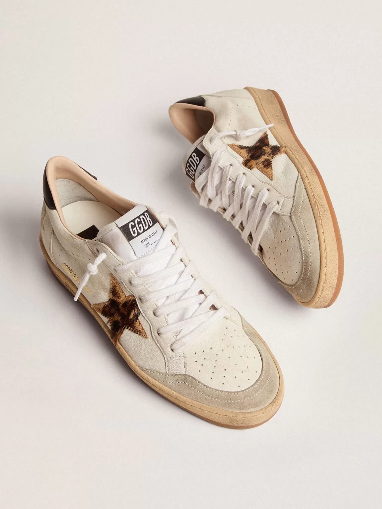 Cheap Ball Star feminino com estrela de couro cavalinho leopardo e talão preto MULHER Ball Star