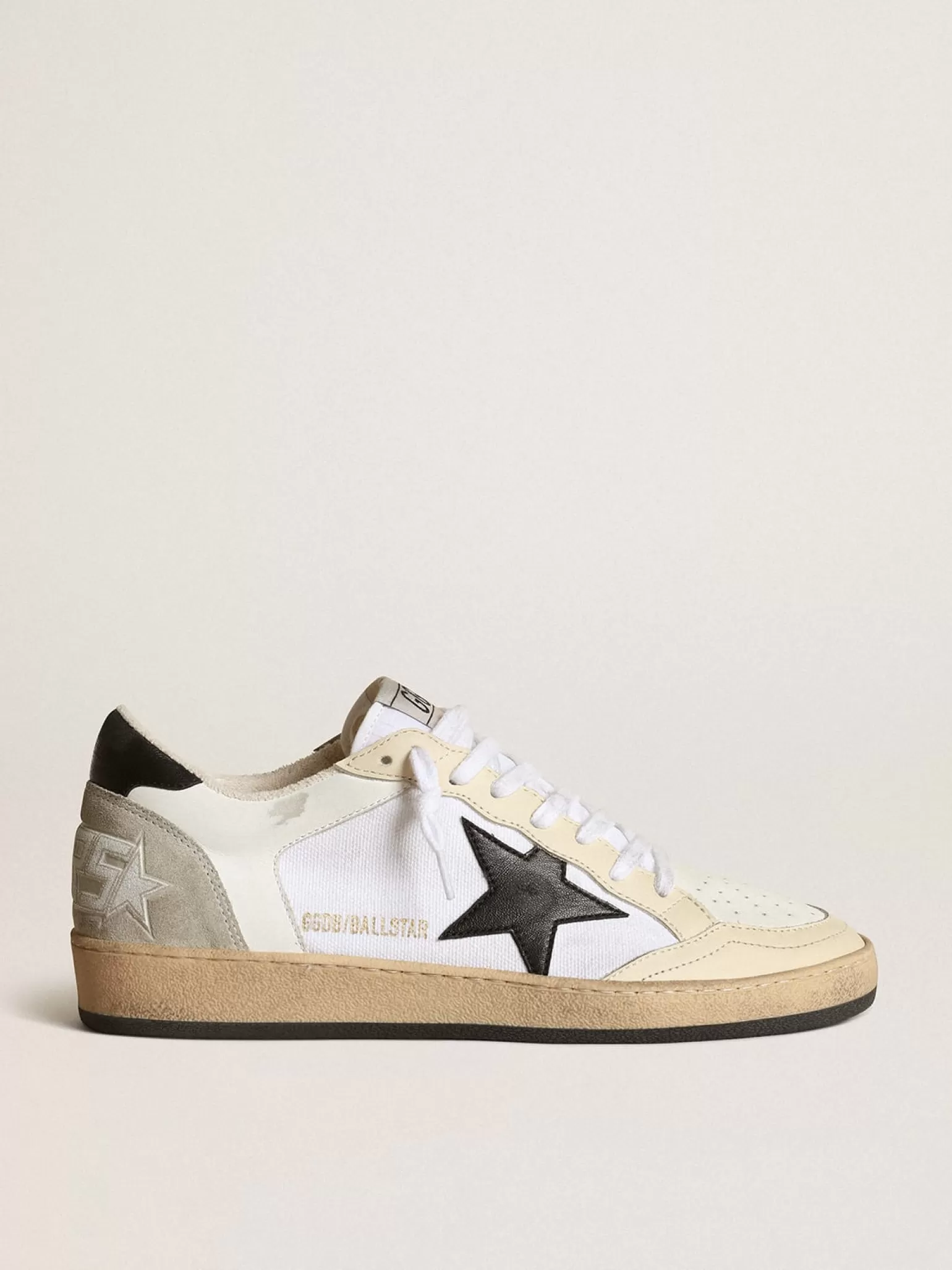 Cheap Ball Star feminino de lona e couro brancos com estrela preta MULHER Ball Star