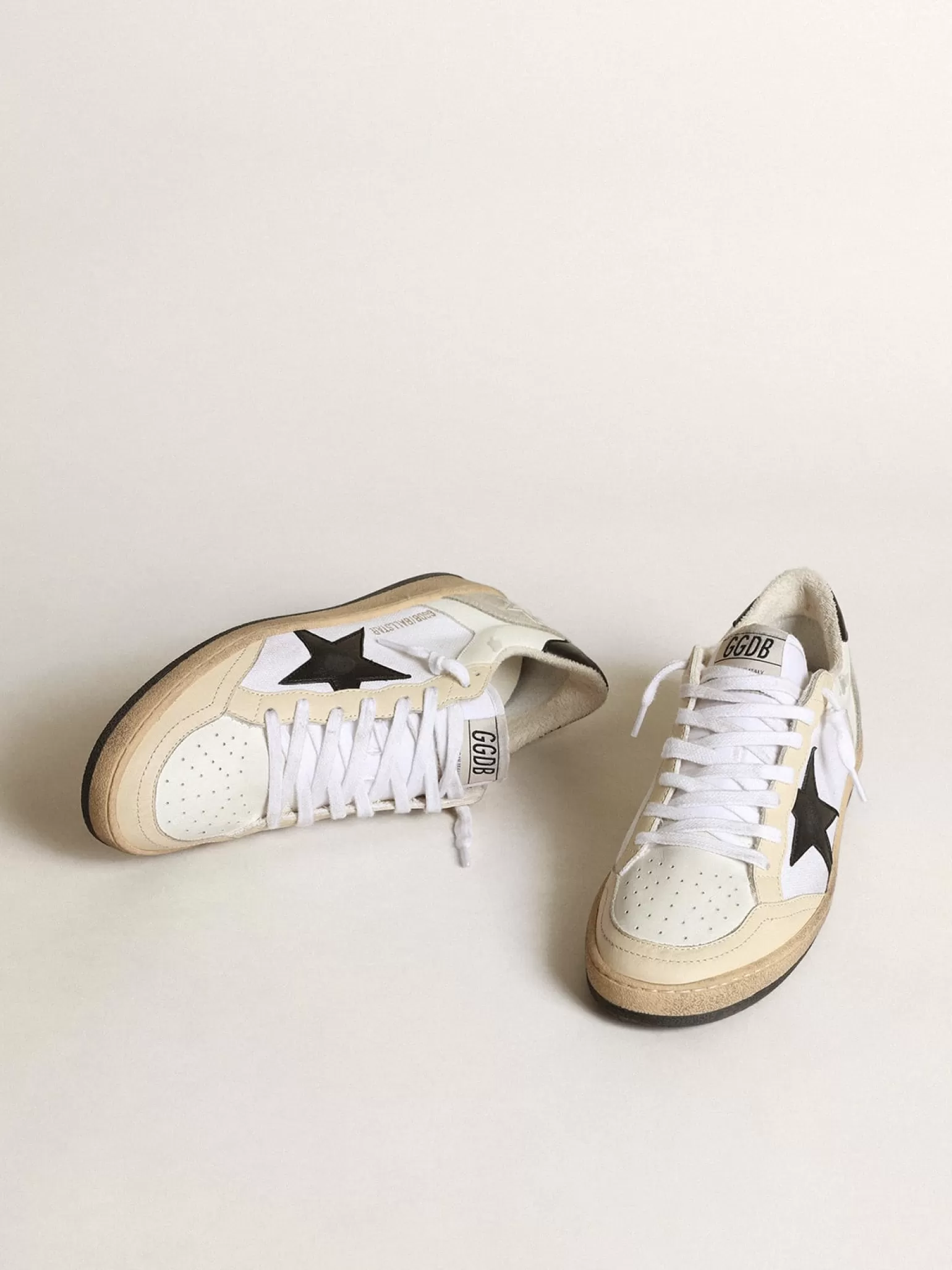 Cheap Ball Star feminino de lona e couro brancos com estrela preta MULHER Ball Star