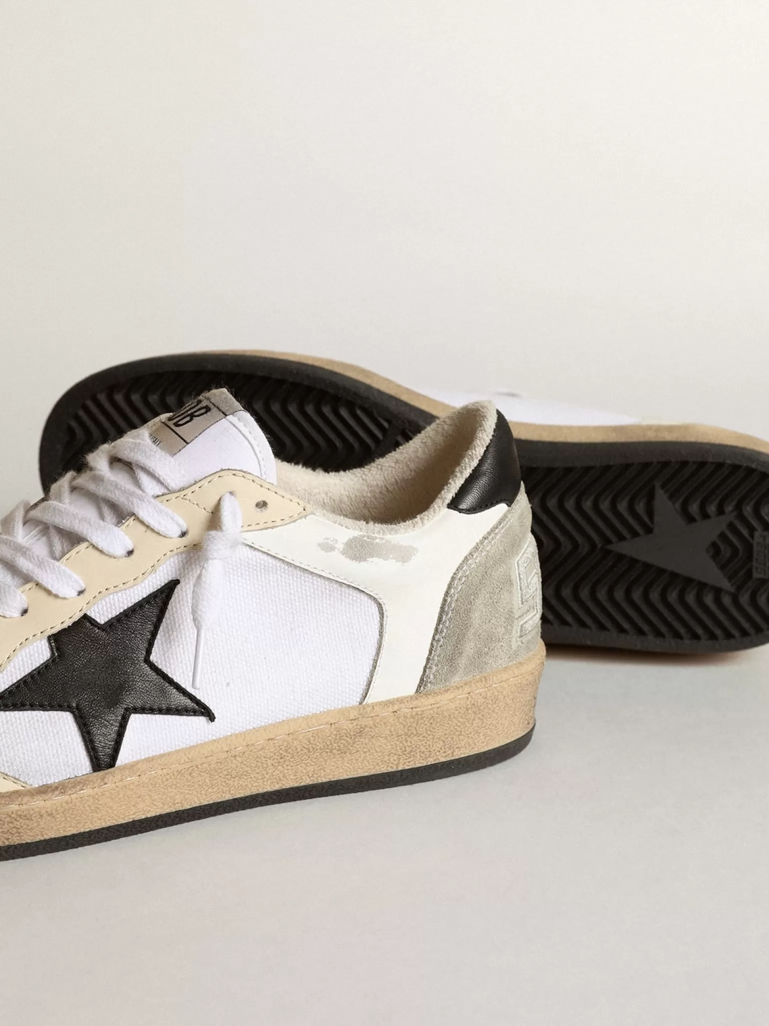 Cheap Ball Star feminino de lona e couro brancos com estrela preta MULHER Ball Star