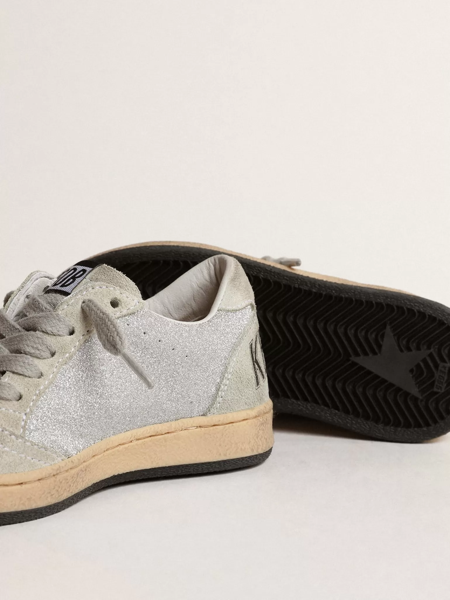 Best Sale Ball Star Junior de glitter com inserções de suede cinza gelo Meninas pequenas (1-3 anos)
