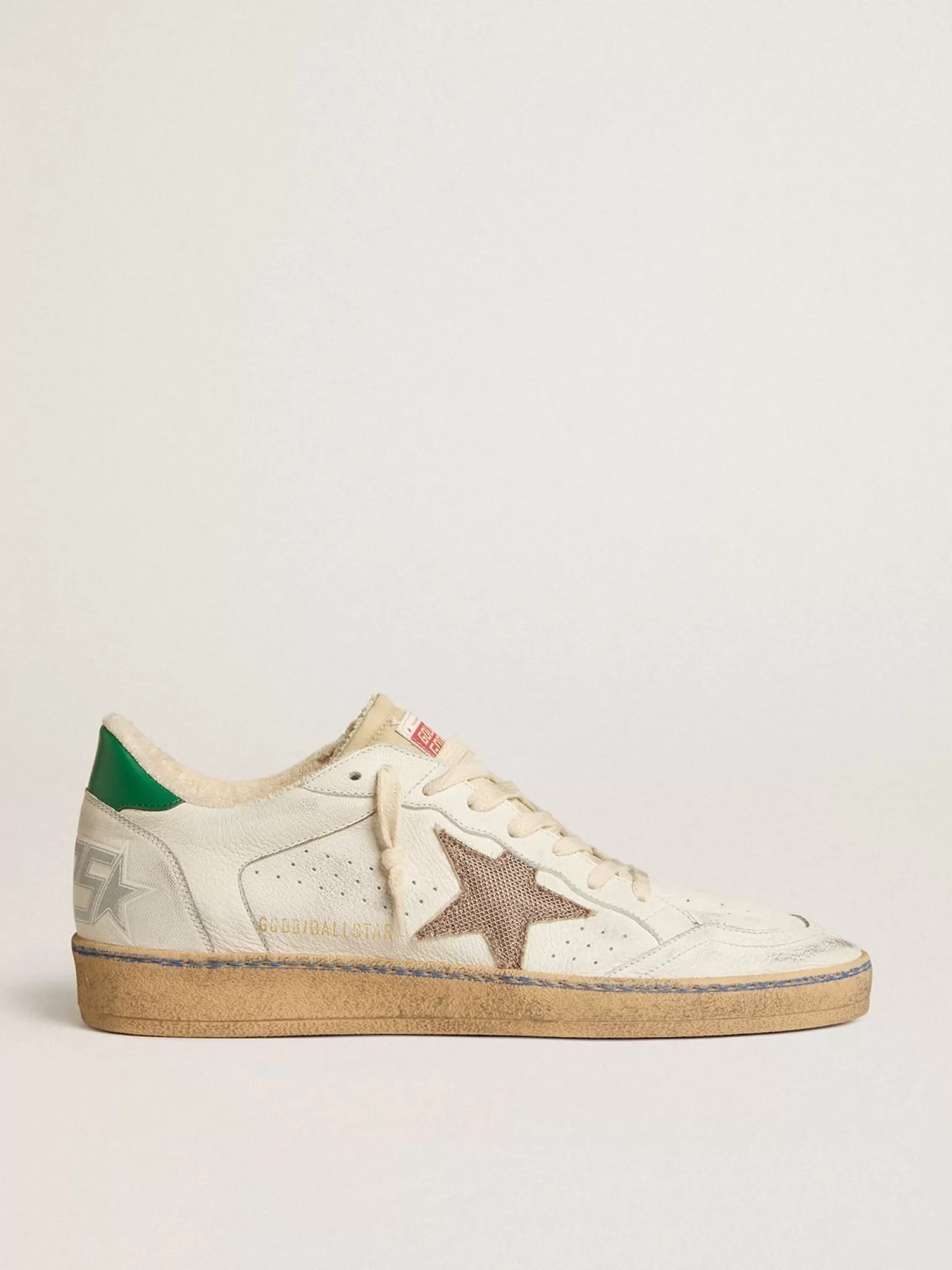 Outlet Ball Star LTD com estrela de tela cor de areia e talão de couro verde Ball Star