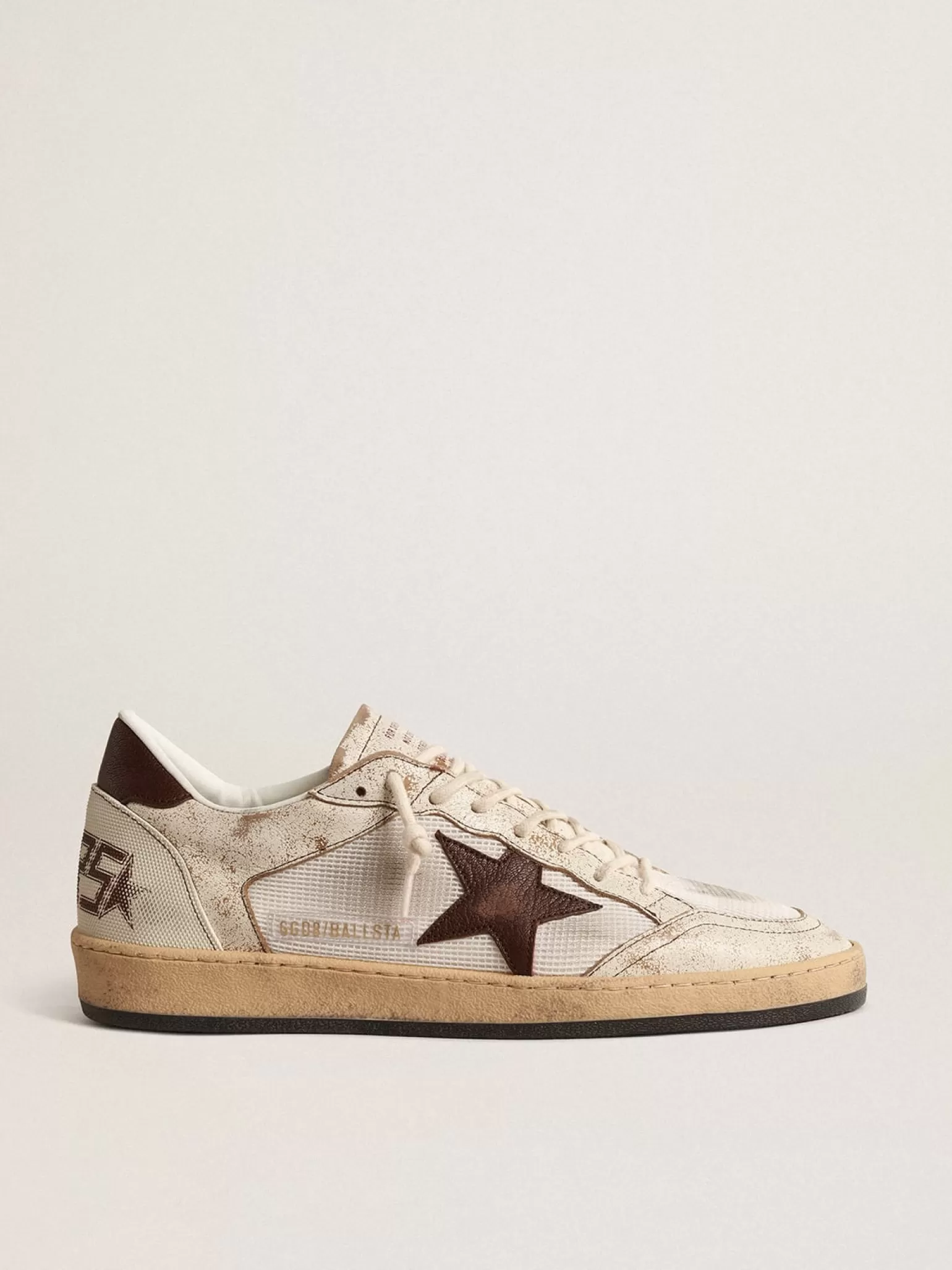 Clearance Ball Star LTD de couro na cor cru e tela branca com estrela marrom Ball Star