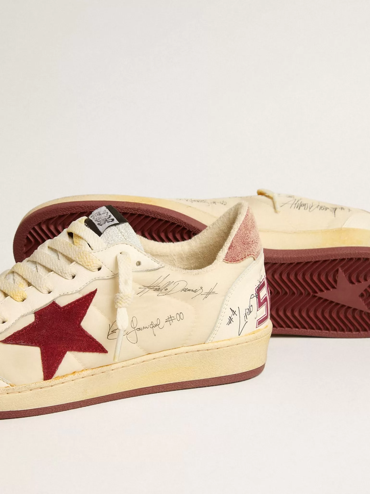Store Ball Star LTD de náilon com estrela de suede cor de romã e talão de couro Ball Star