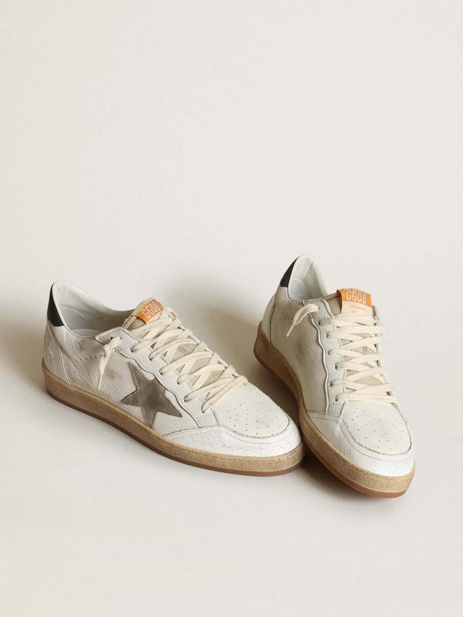 Online Ball Star masculino de napa branca com estrela de suede havana-rosado Ball Star