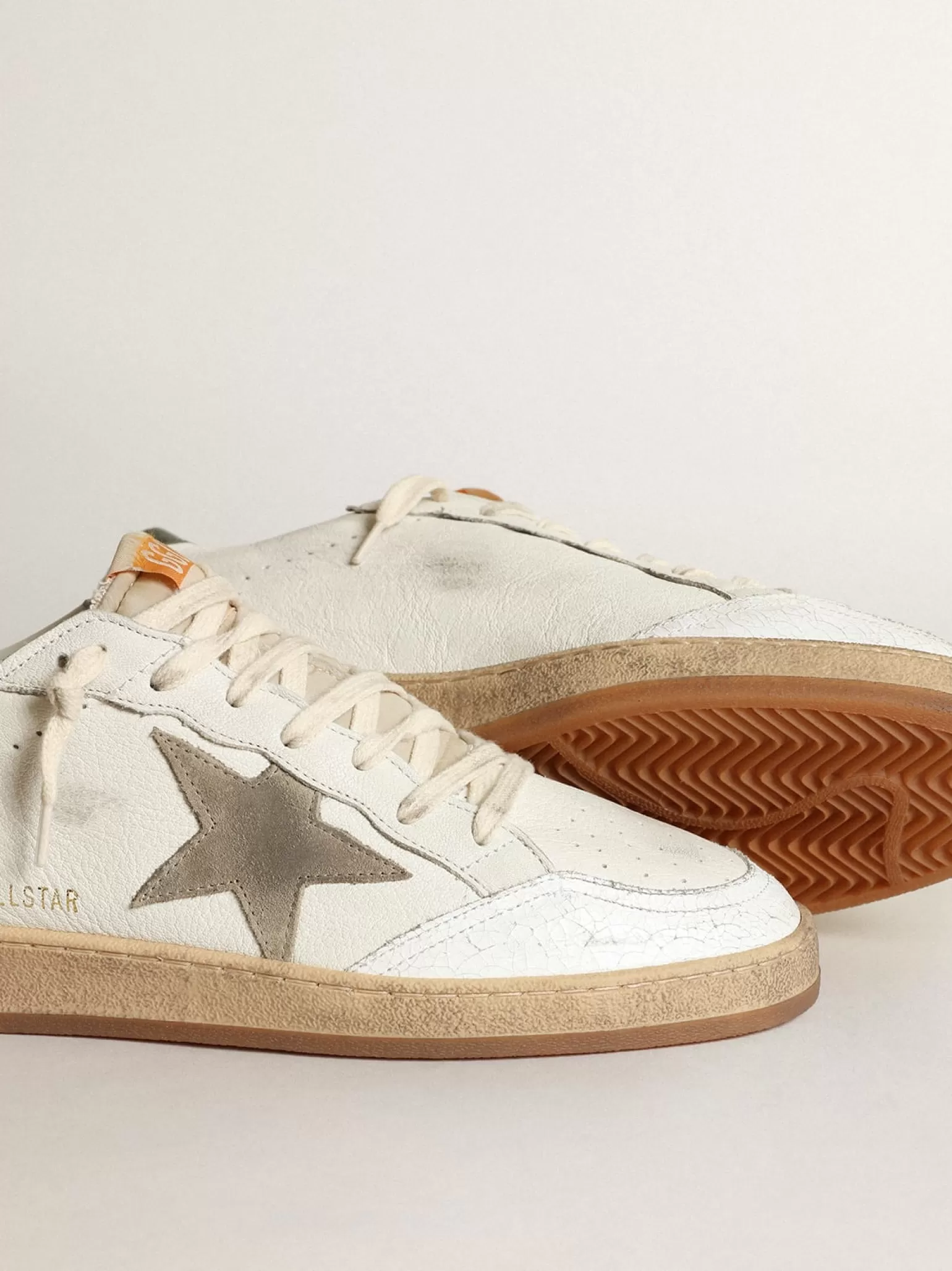 Online Ball Star masculino de napa branca com estrela de suede havana-rosado Ball Star