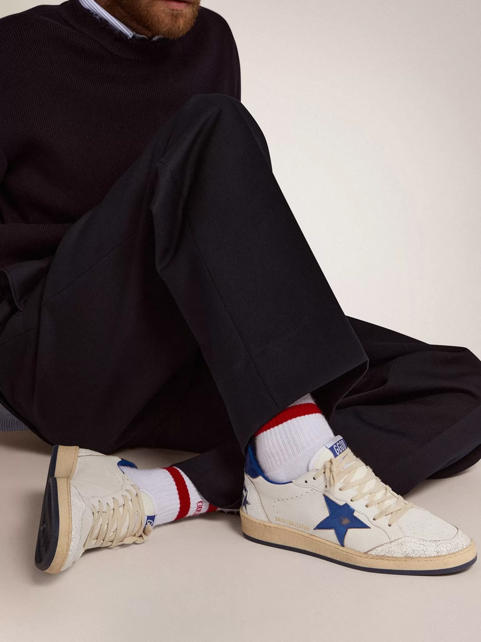 Shop Ball Star masculino de napa branca com estrela e talão azuis Ball Star