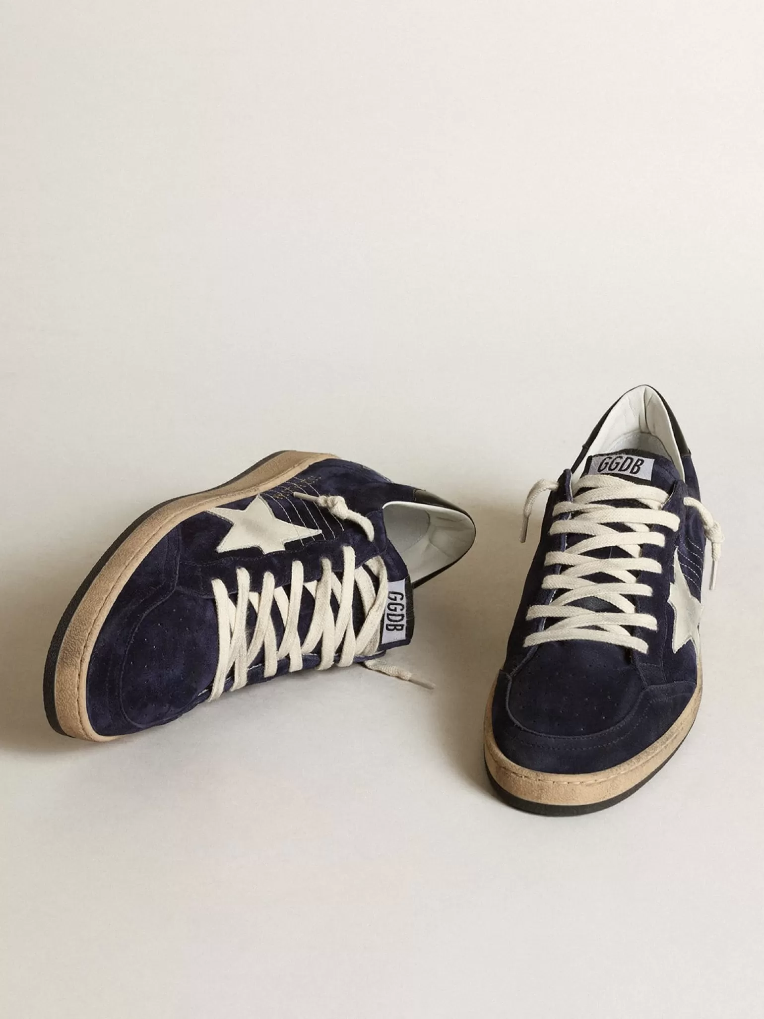Clearance Ball Star masculino de suede azul-escuro com estrela branca de nubuk Ball Star