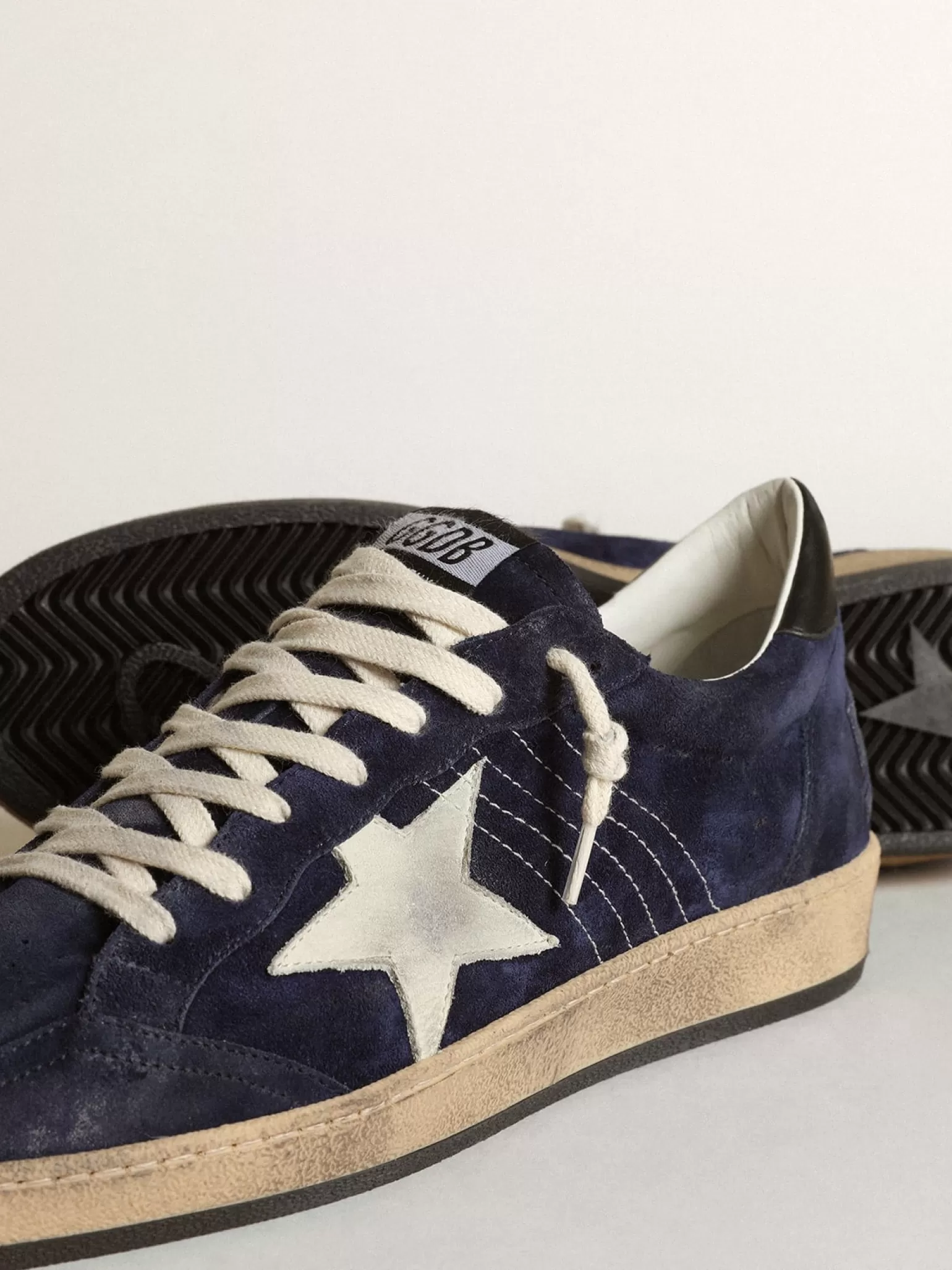 Clearance Ball Star masculino de suede azul-escuro com estrela branca de nubuk Ball Star