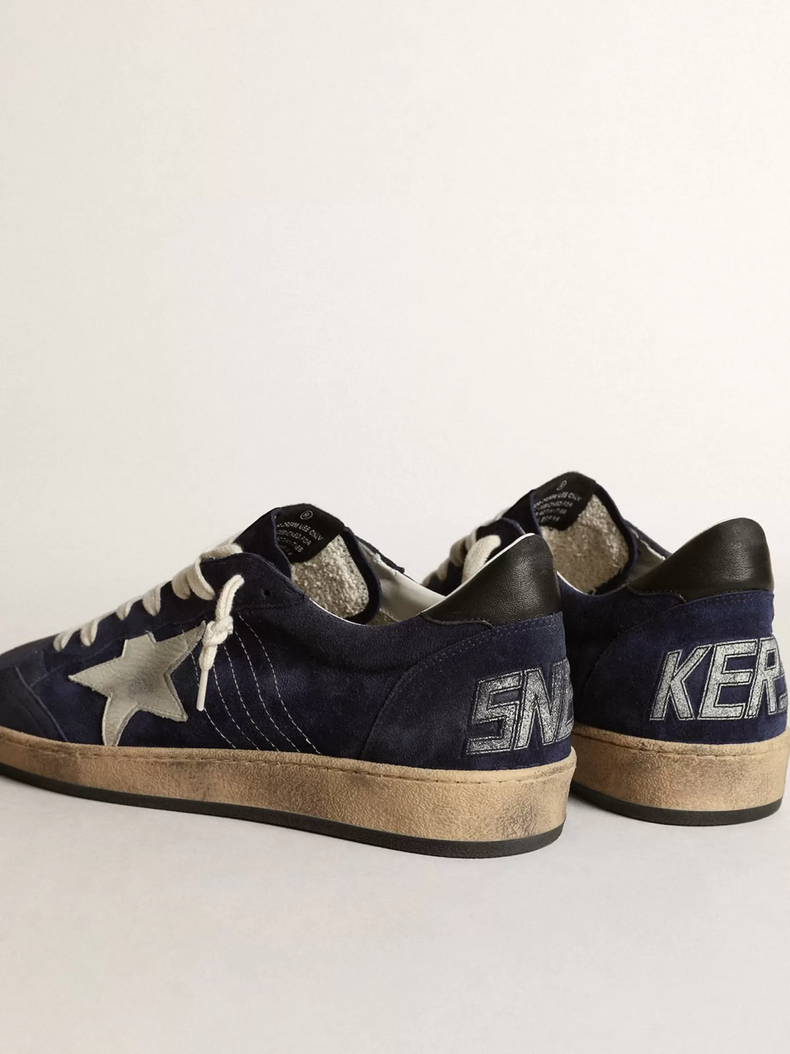 Clearance Ball Star masculino de suede azul-escuro com estrela branca de nubuk Ball Star