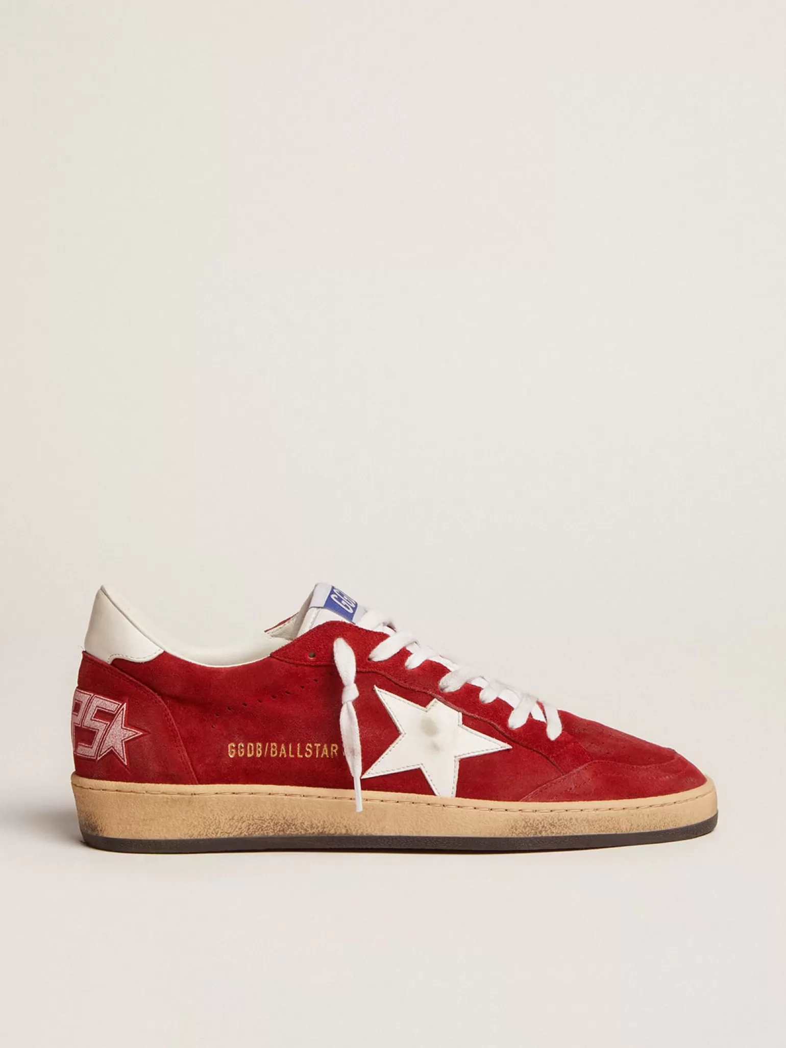 Store Ball Star masculino de suede vermelho-escuro com estrela e talão brancos Ball Star