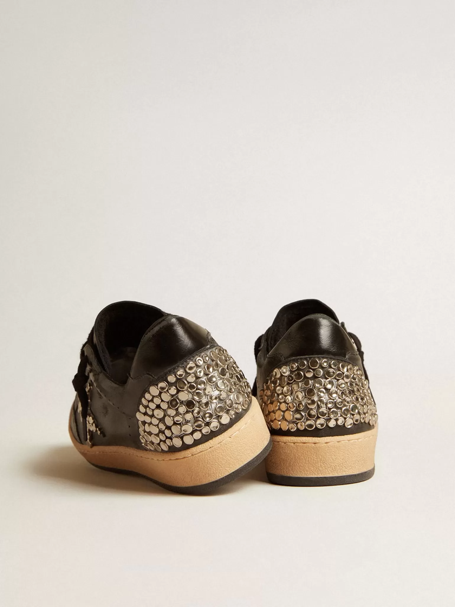 New Ball Star Masculino LAB de napa preta com estrela de couro preto com tachas Ball Star