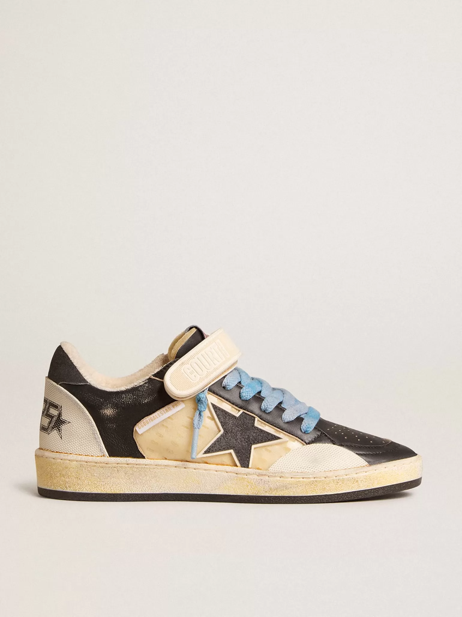 Clearance Ball Star Pro Masculino de couro preto com tira com velcro Ball Star