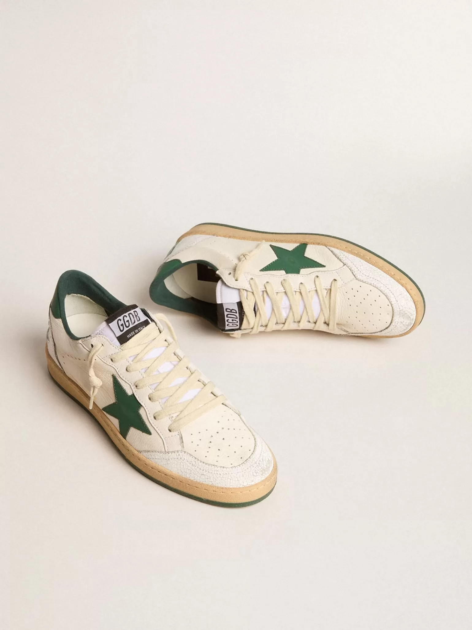 Discount Ball Star Wishes Masculino de napa branca com estrela e talão de couro verde Ball Star