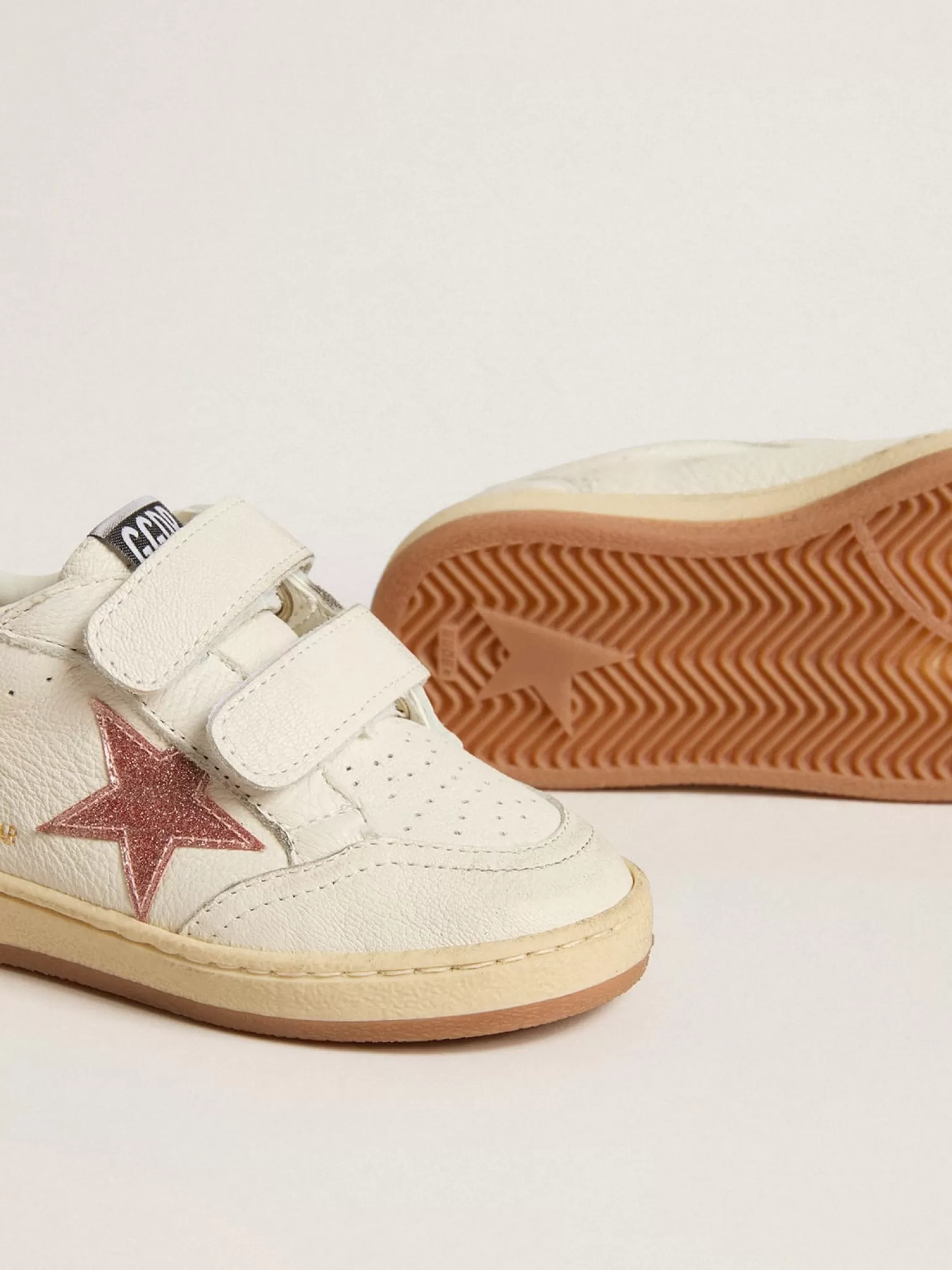 New Ball Star Young de napa com estrela e talão de glitter rosa pêssego Meninas (4-10 anos)