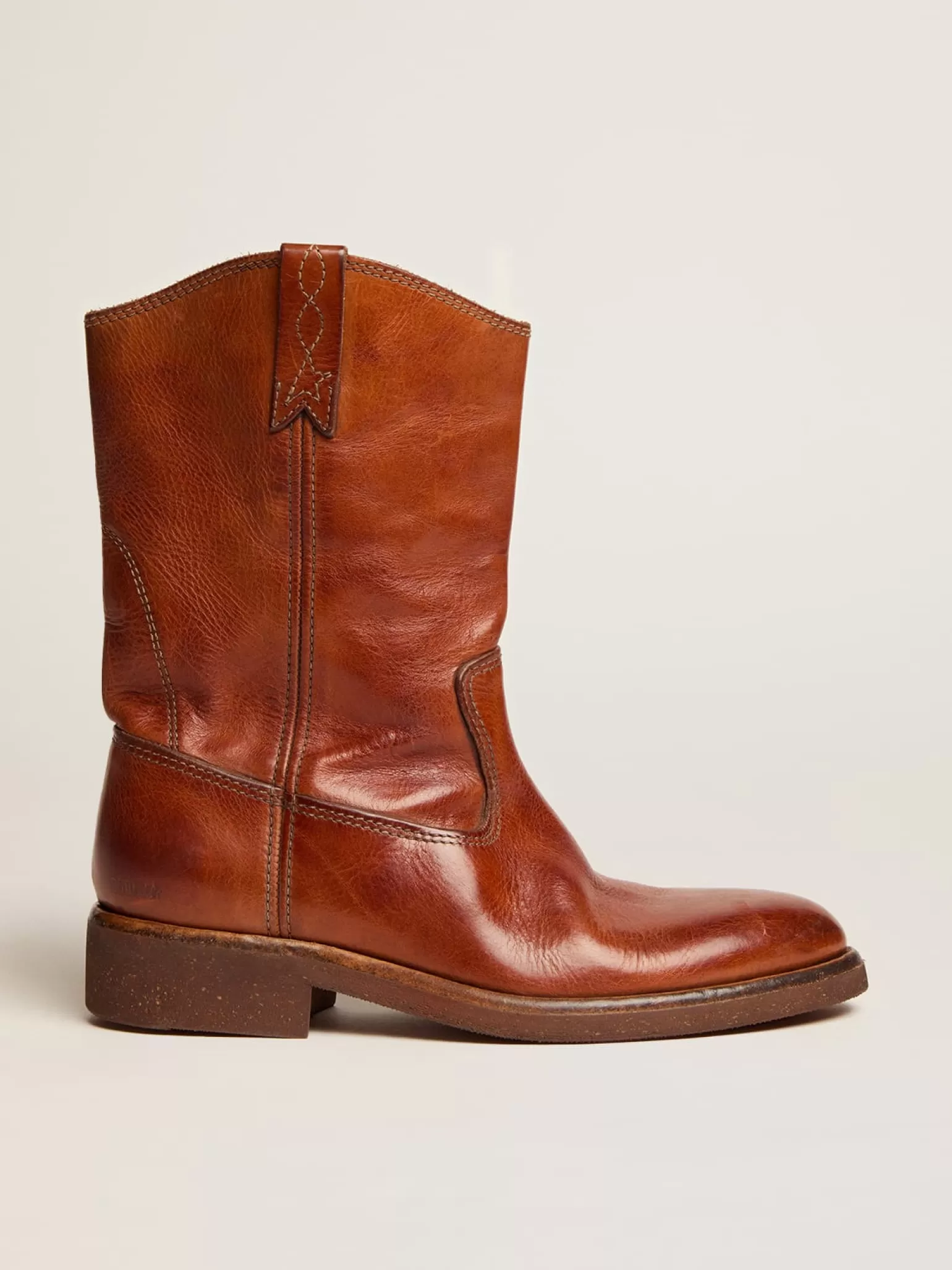 Outlet Biker boots in tan-colored leather MULHER Botas