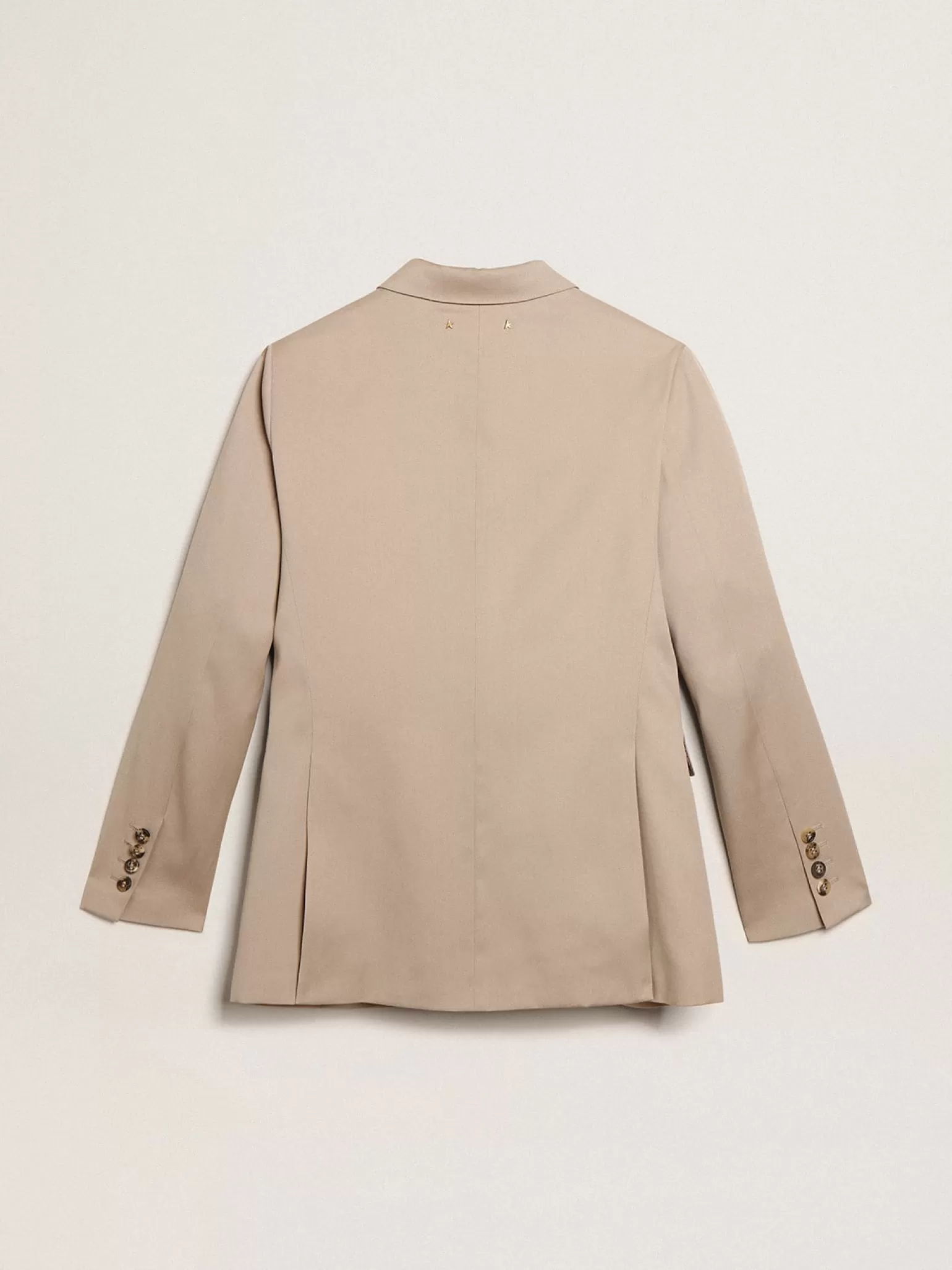 Online Blazer de abotoamento duplo de gabardine de lã bege claro MULHER Blazers
