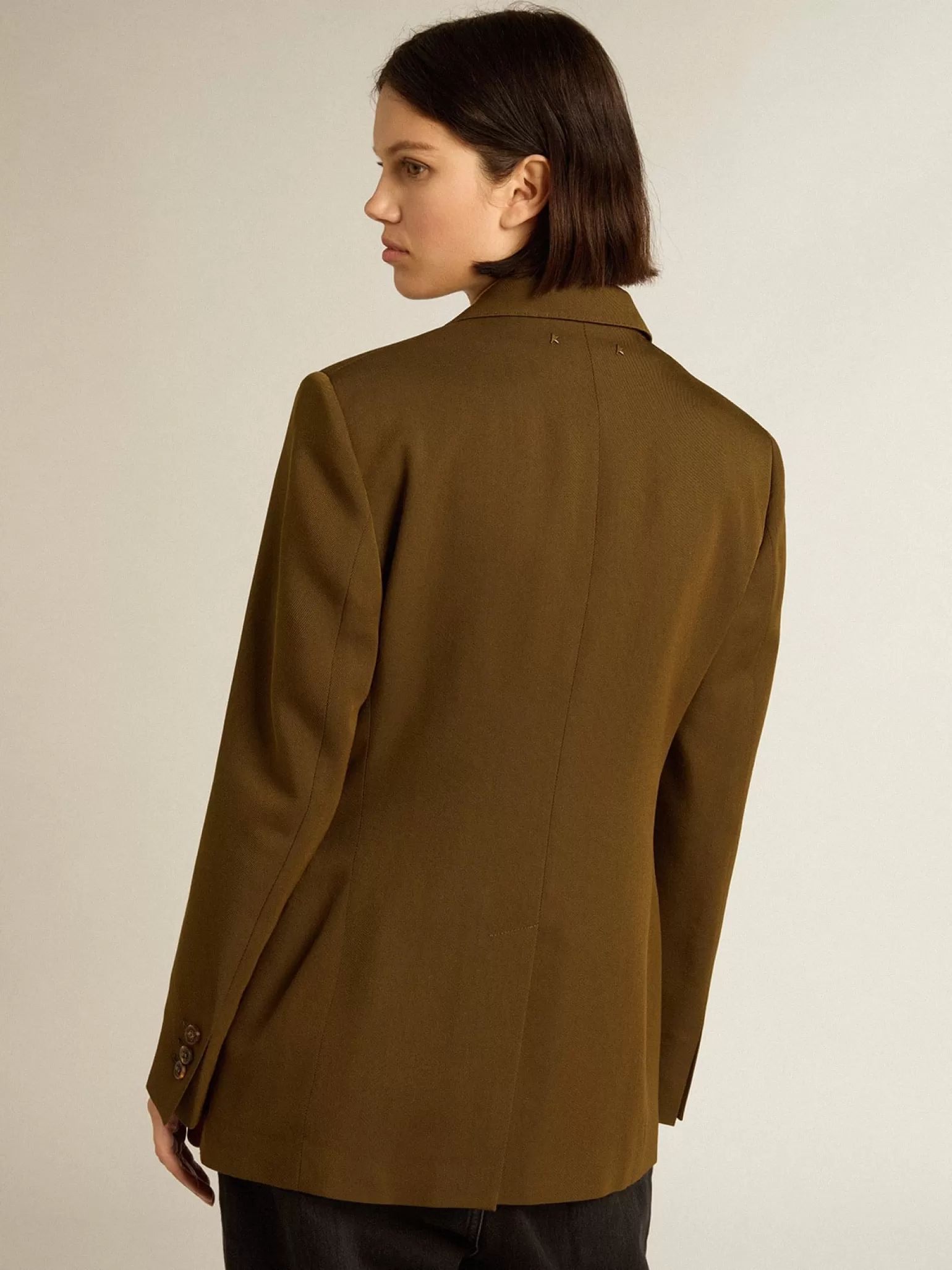Discount Blazer de abotoamento simples de lã cor de faia com botões de chifre MULHER Casacos e blusões