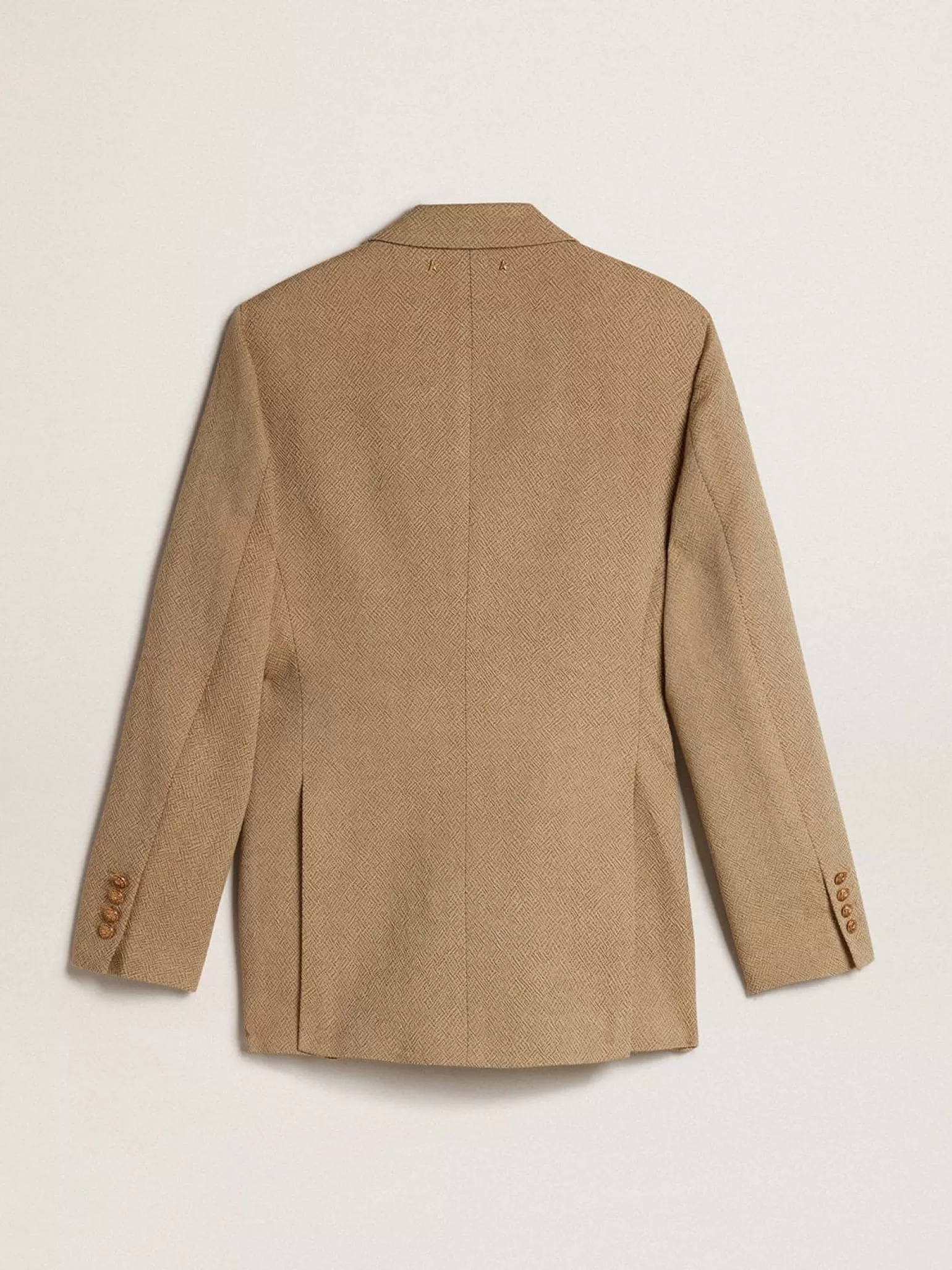 Sale Blazer feminino de abotoamento duplo de lã cor de faia clara MULHER Blazers