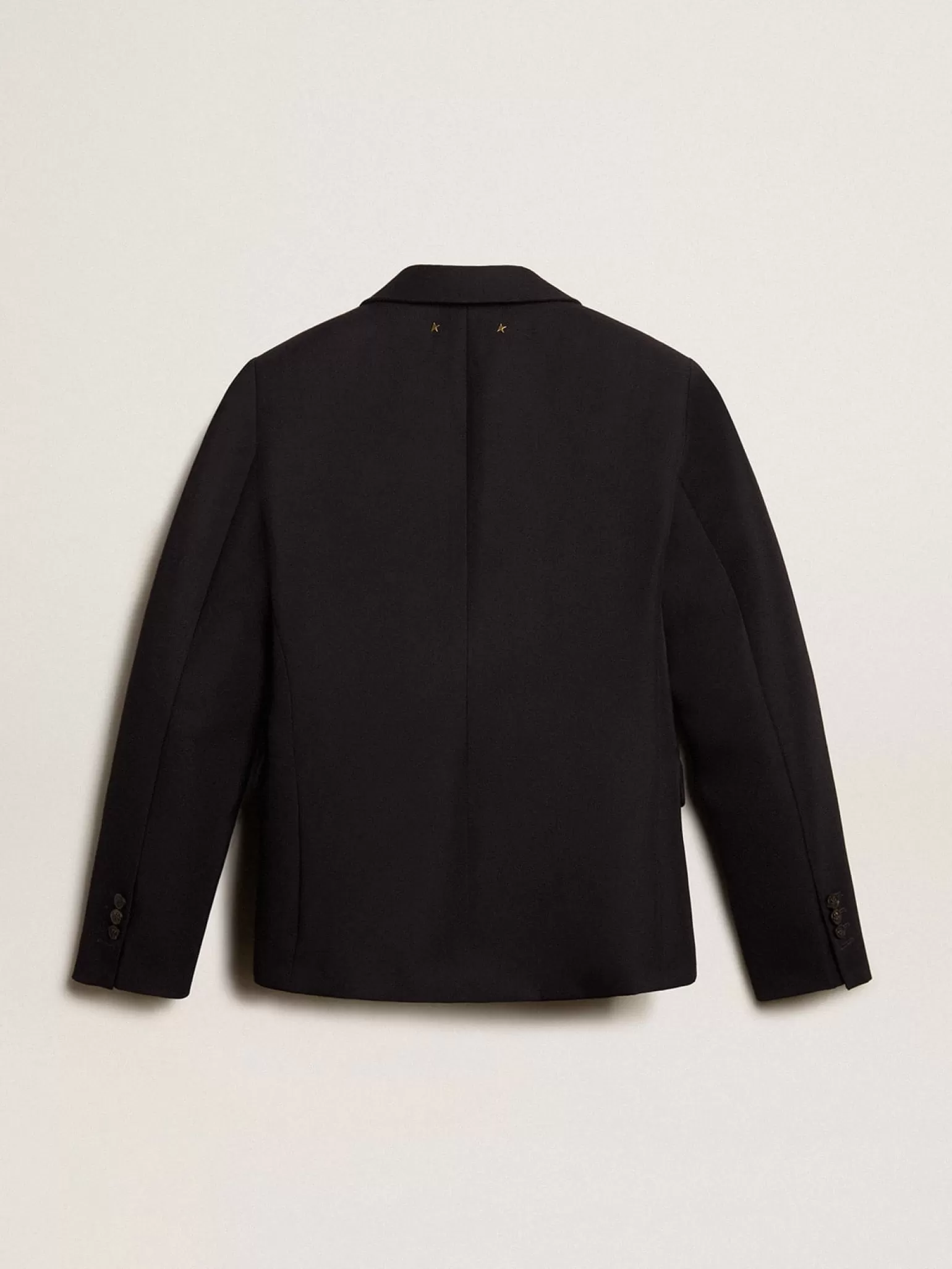 Shop Blazer feminino de abotoamento simples de gabardine de lã azul-escuro MULHER Blazers