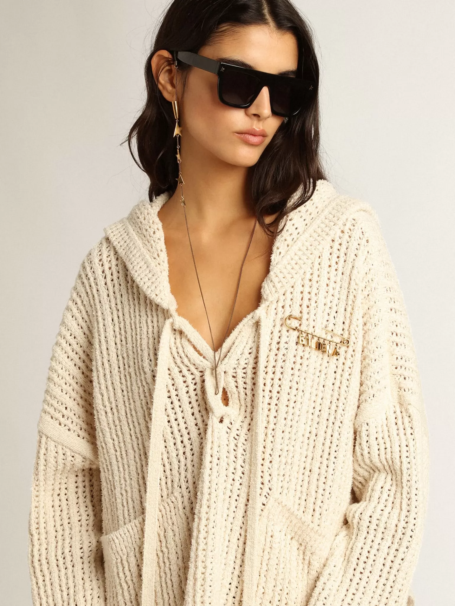 Shop Blusa com capuz de algodão cor de papiro MULHER Moletons