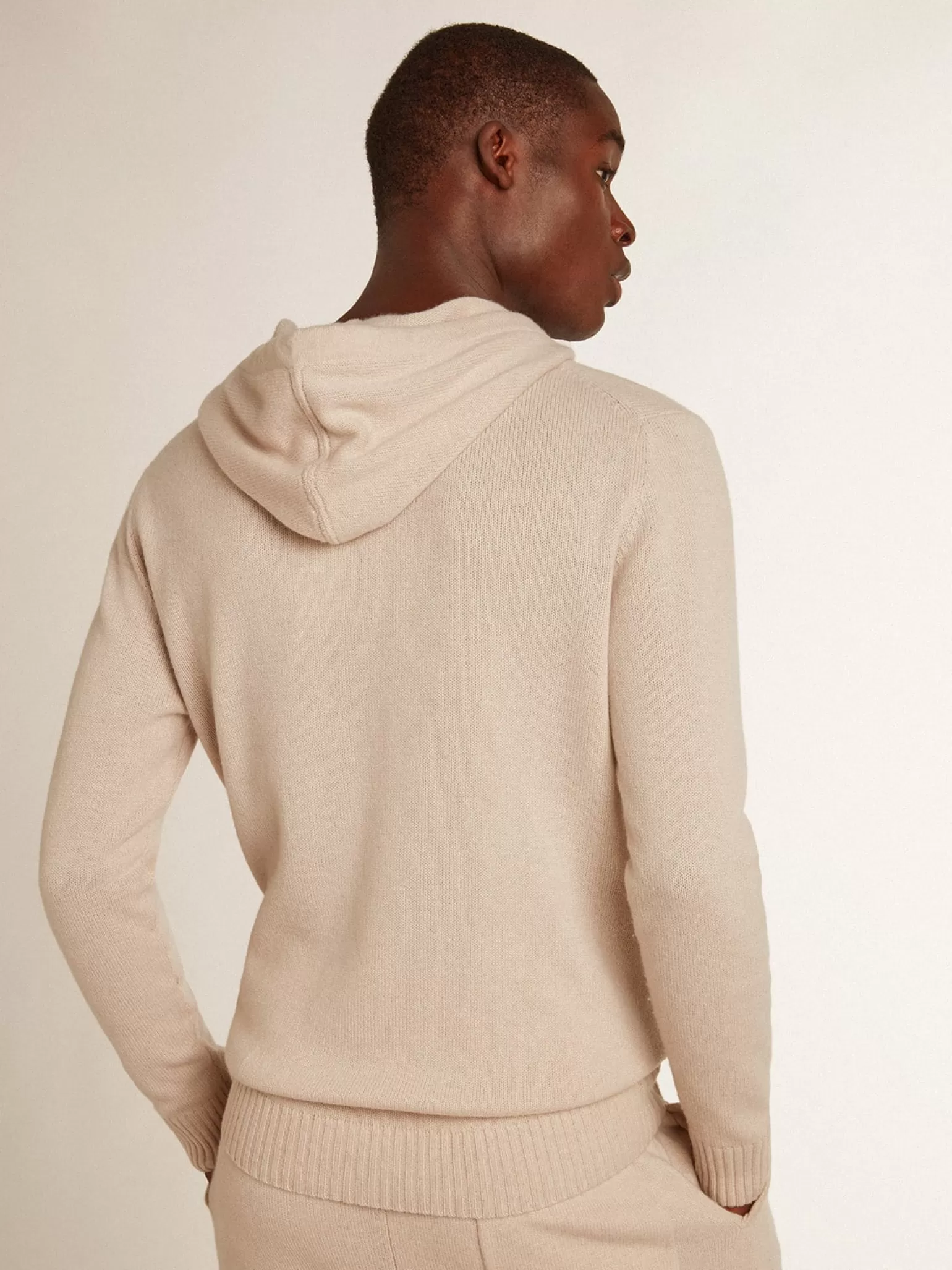 Discount Blusa tipo moletom masculina branca misto caxemira com capuz Moletons