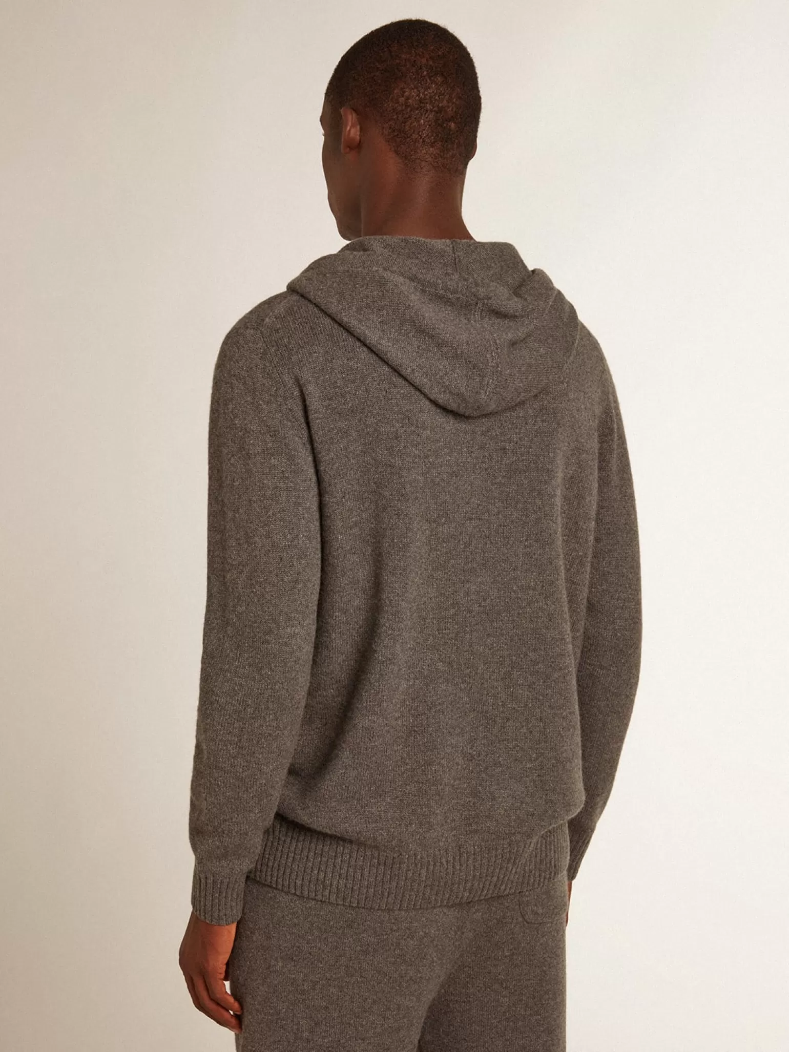 Store Blusa tipo moletom masculina cinza mescla misto caxemira com capuz Moletons