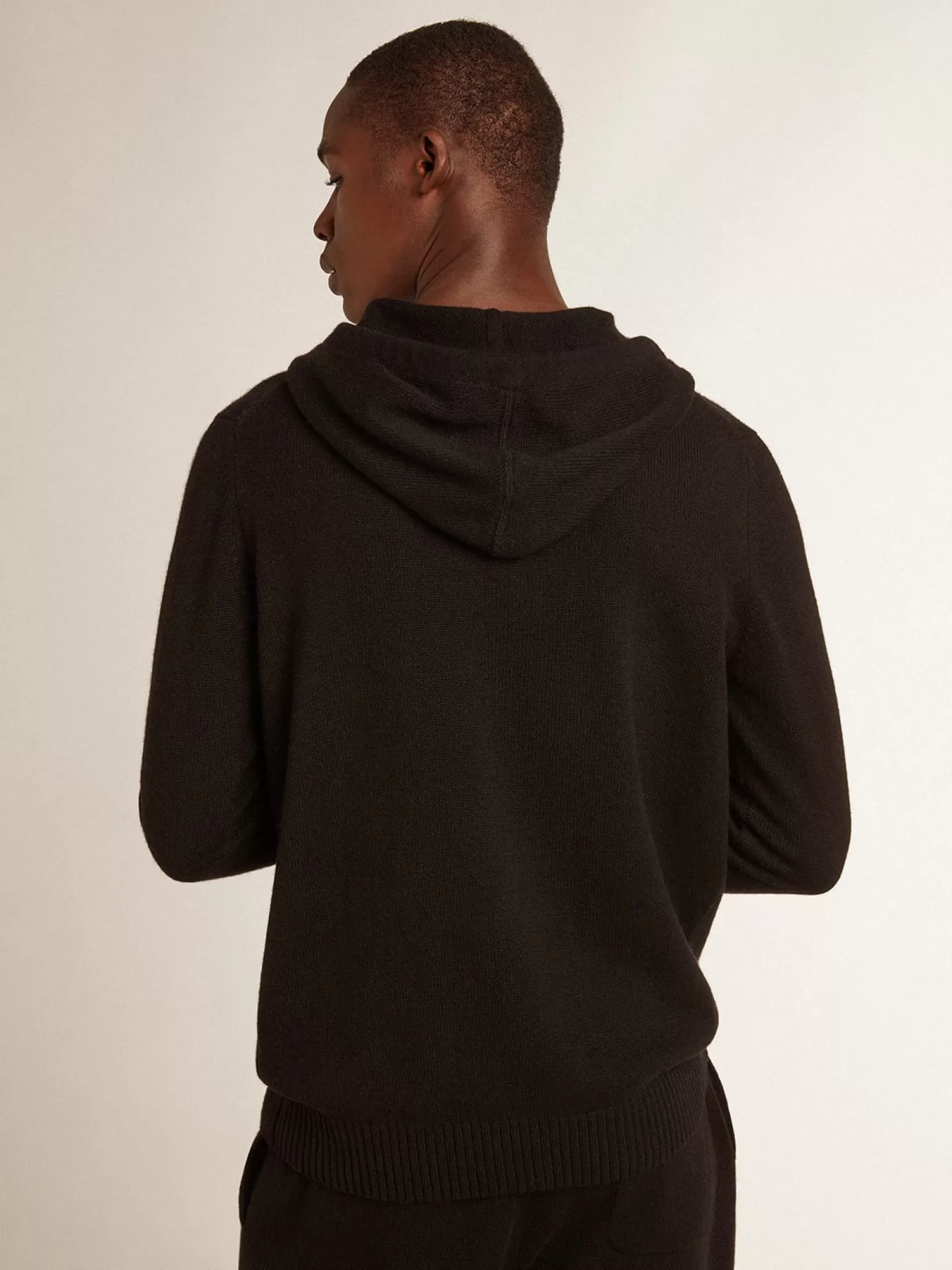 Clearance Blusa tipo moletom masculina preta misto caxemira com capuz Moletons