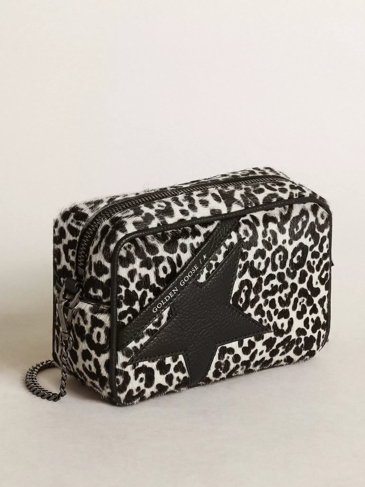Fashion Bolsa Mini Star feminina de couro cavalinho leopardo preto e branco MULHER Minibolsas | Bolsas tiracolo