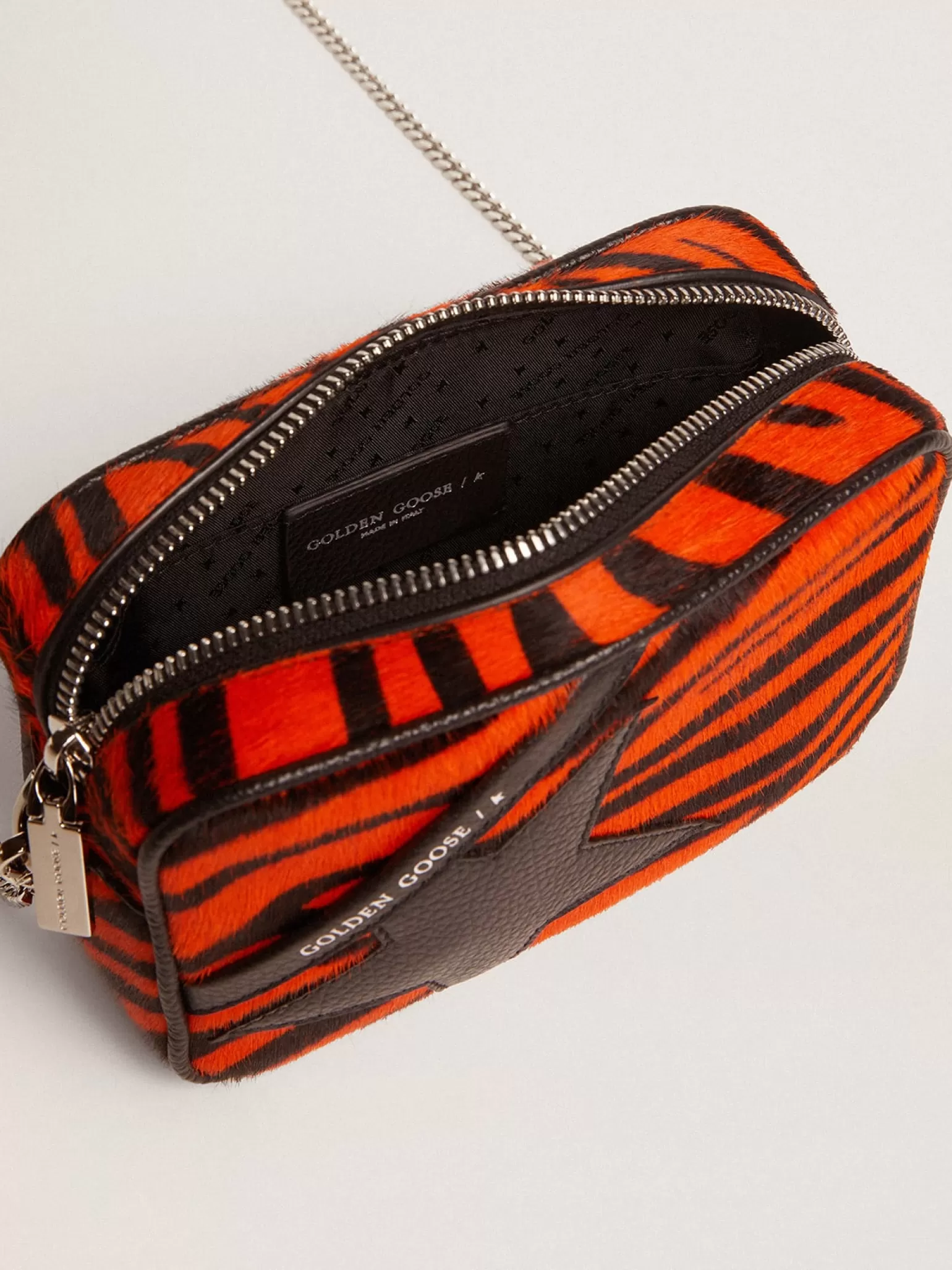 Flash Sale Bolsa Mini Star feminina de couro cavalinho tigre laranja com estrela preta MULHER Minibolsas | Bolsas tiracolo