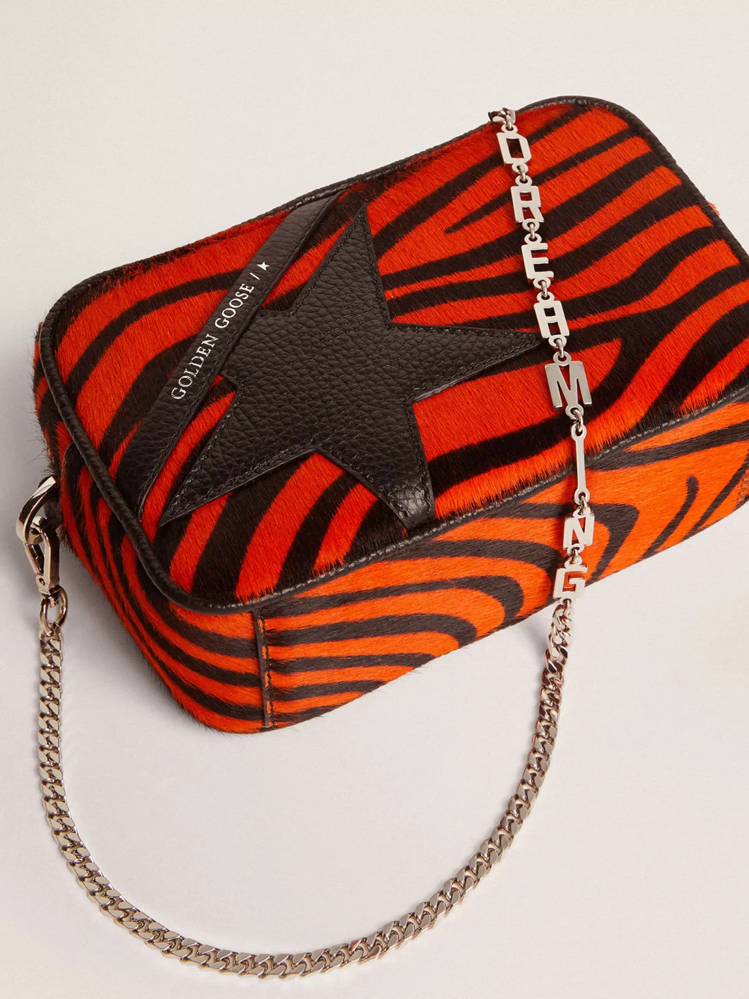 Flash Sale Bolsa Mini Star feminina de couro cavalinho tigre laranja com estrela preta MULHER Minibolsas | Bolsas tiracolo