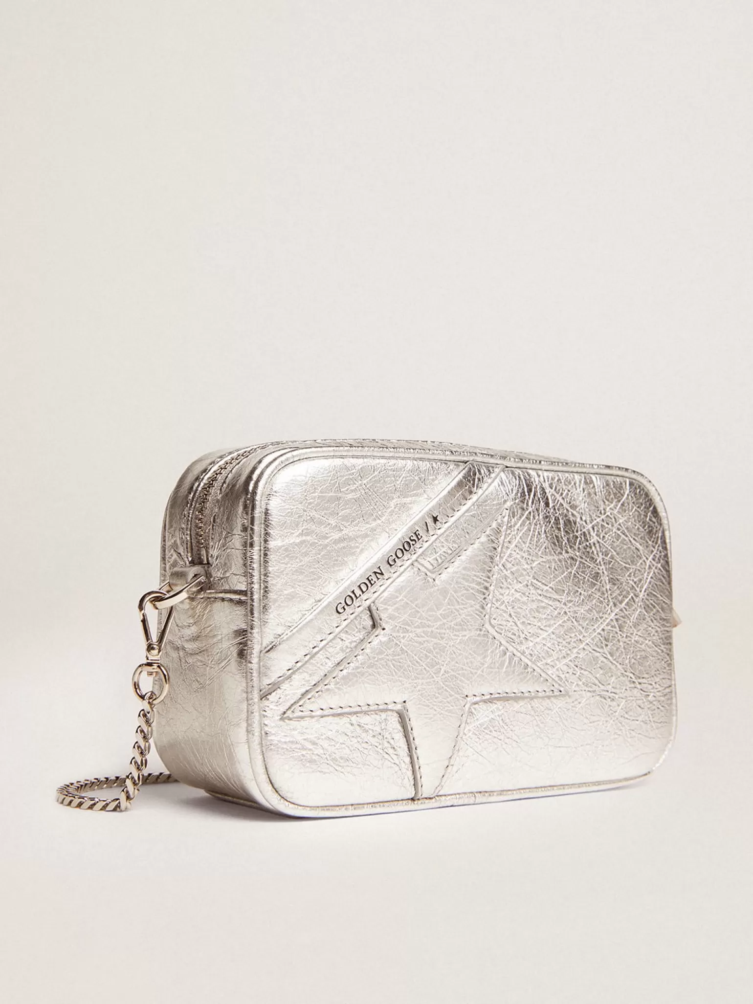 Discount Bolsa Mini Star feminina de couro metálico prateado com estrela tom sobre tom MULHER Minibolsas | Bolsas tiracolo