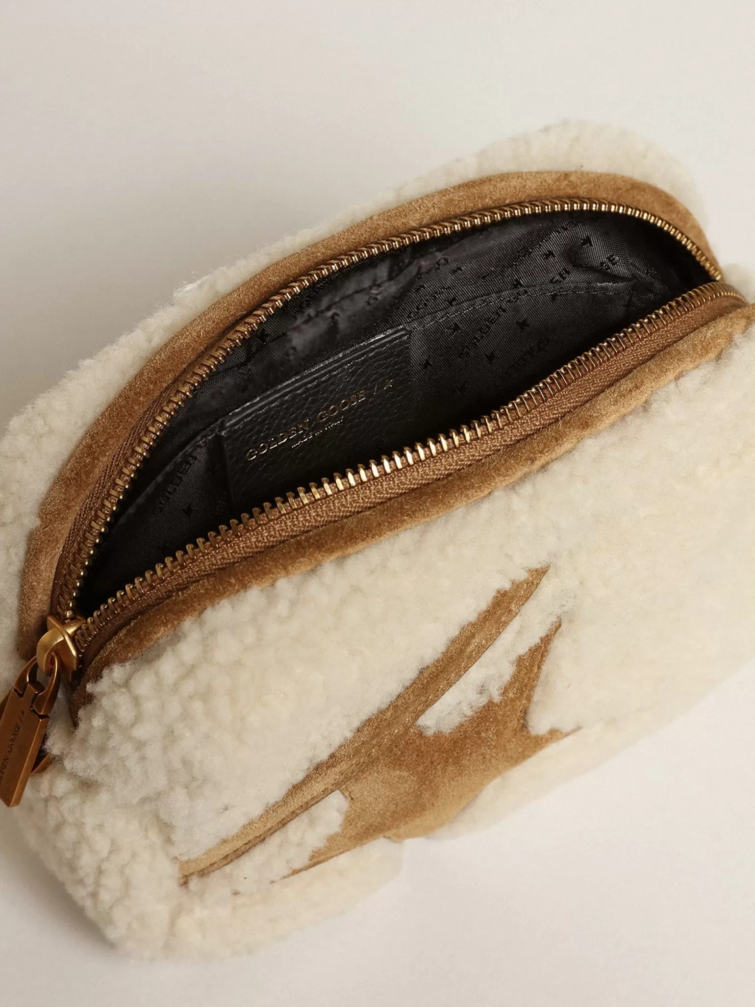 Best Sale Bolsa Mini Star feminina de shearling bege com estrela de suede MULHER Minibolsas | Bolsas tiracolo