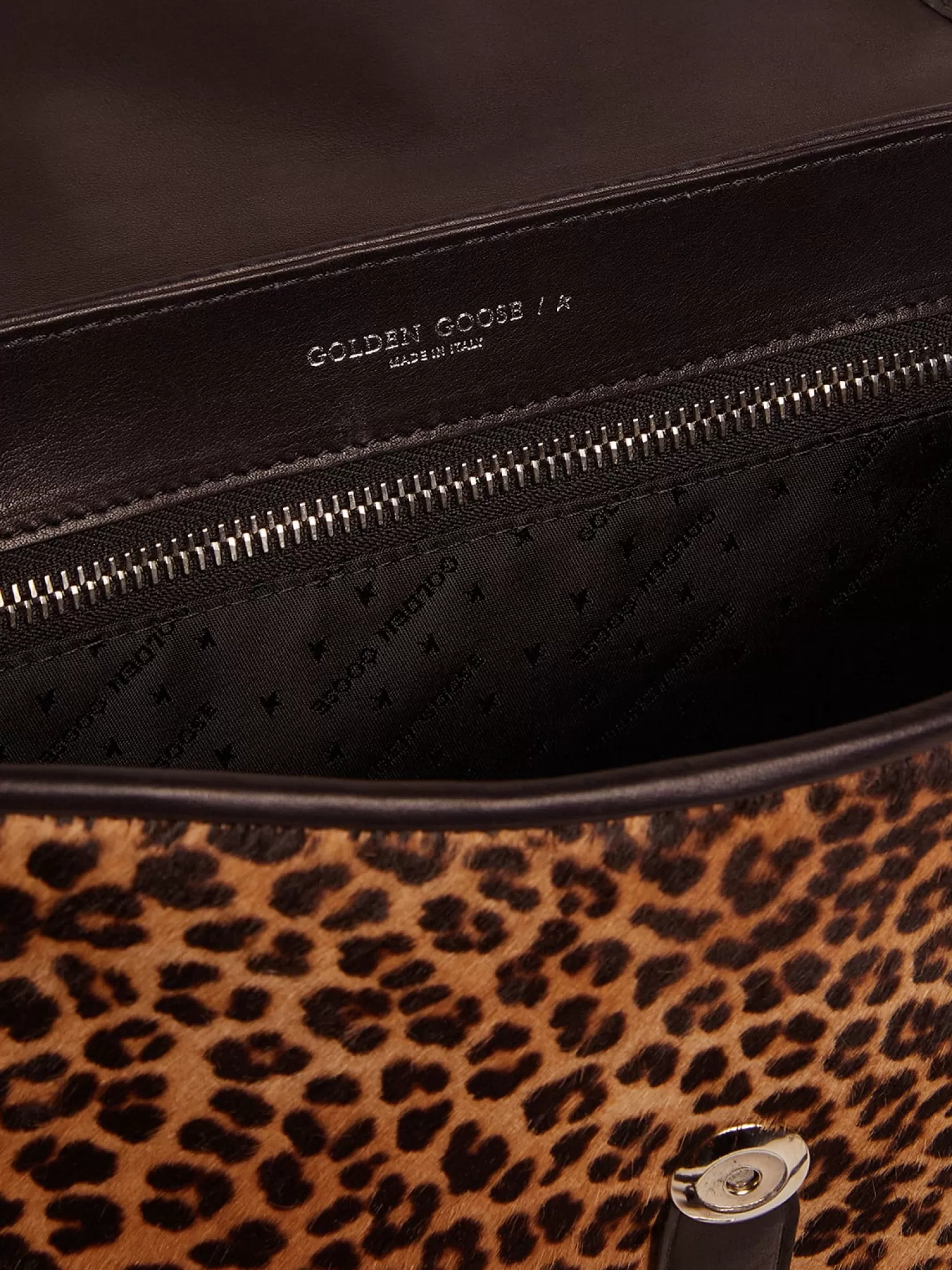 Best Sale Bolsa Rodeo média de couro preto e cavalinho com estampa de leopardo MULHER Bolsas tiracolo