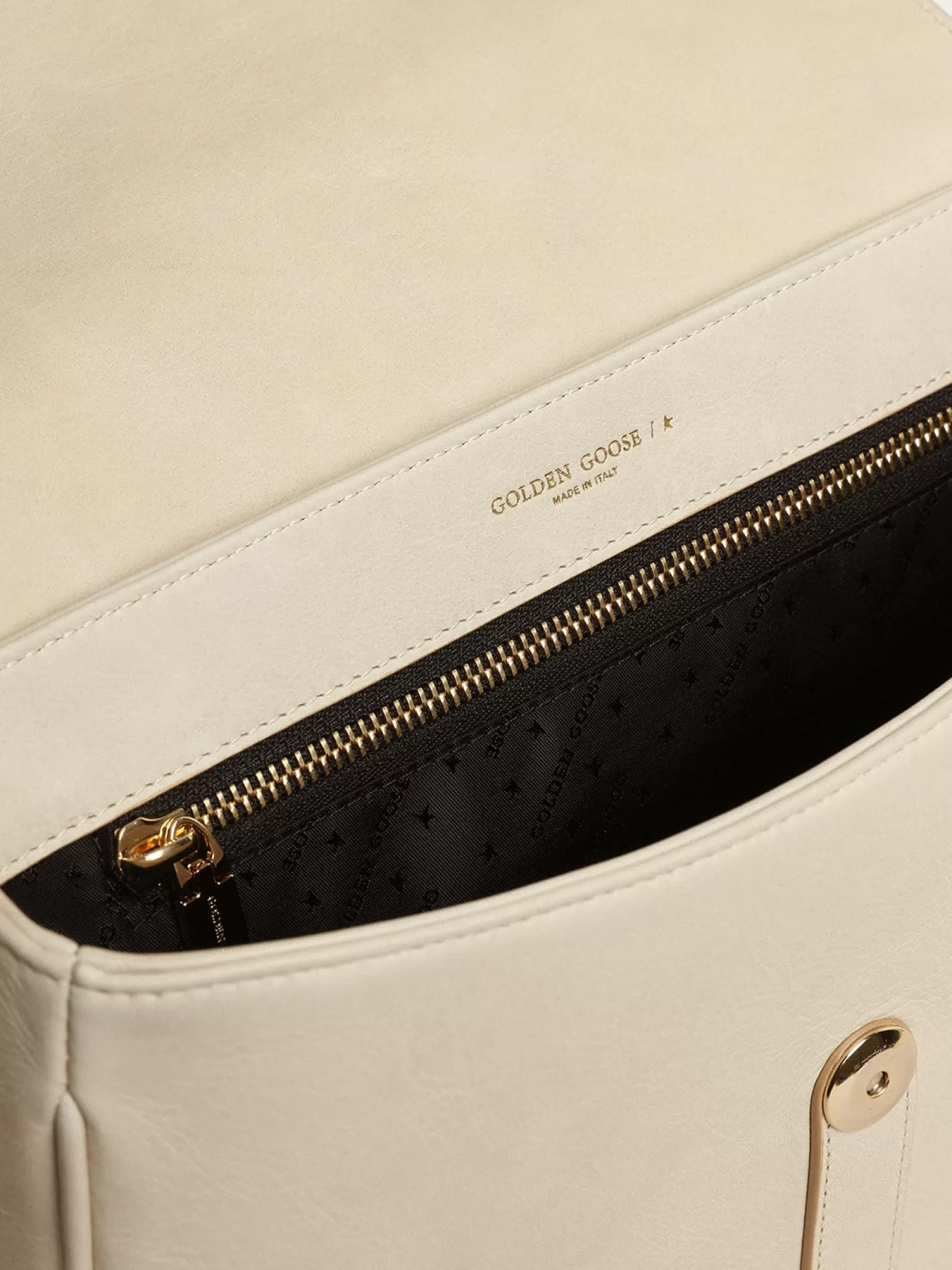 Shop Bolsa Sally média de couro cor porcelana com fivela e alça de ombro em contraste MULHER Bolsas tiracolo