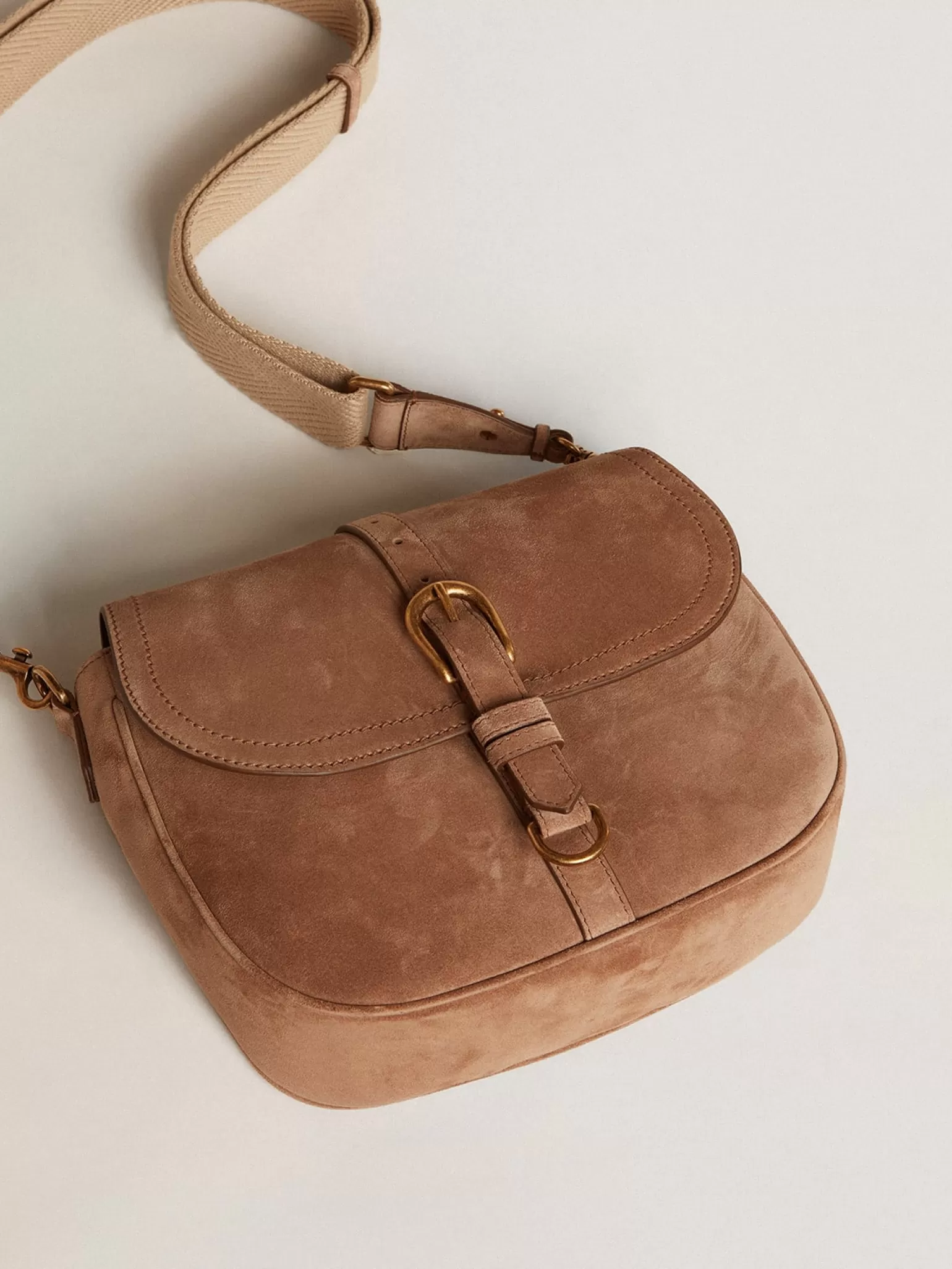 Discount Bolsa Sally média de suede cinza com fivela e alça de ombro em contraste MULHER Bolsas tiracolo