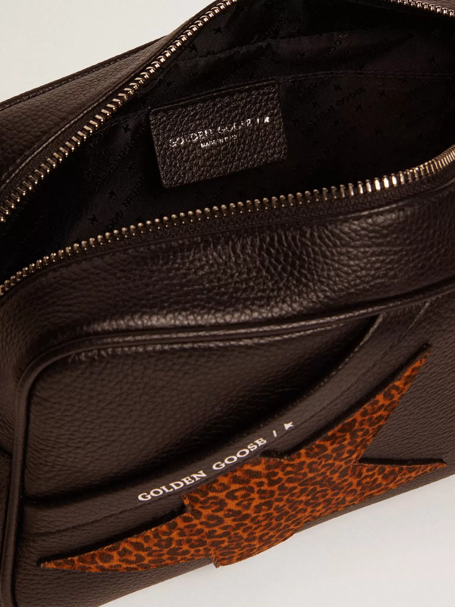 Discount Bolsa Star feminina de couro marrom-escuro e estrela com estampa de leopardo MULHER Bolsas tiracolo