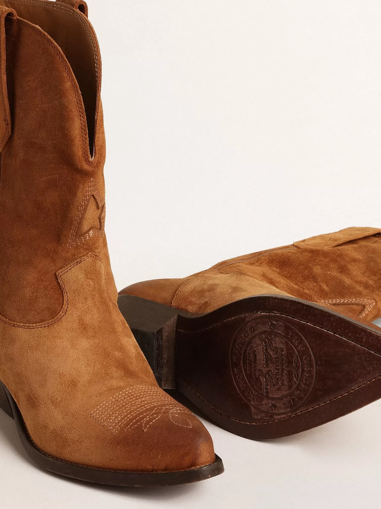 Clearance Botas Wish Star cano baixo de suede cor conhaque com estrela embutida MULHER Botas
