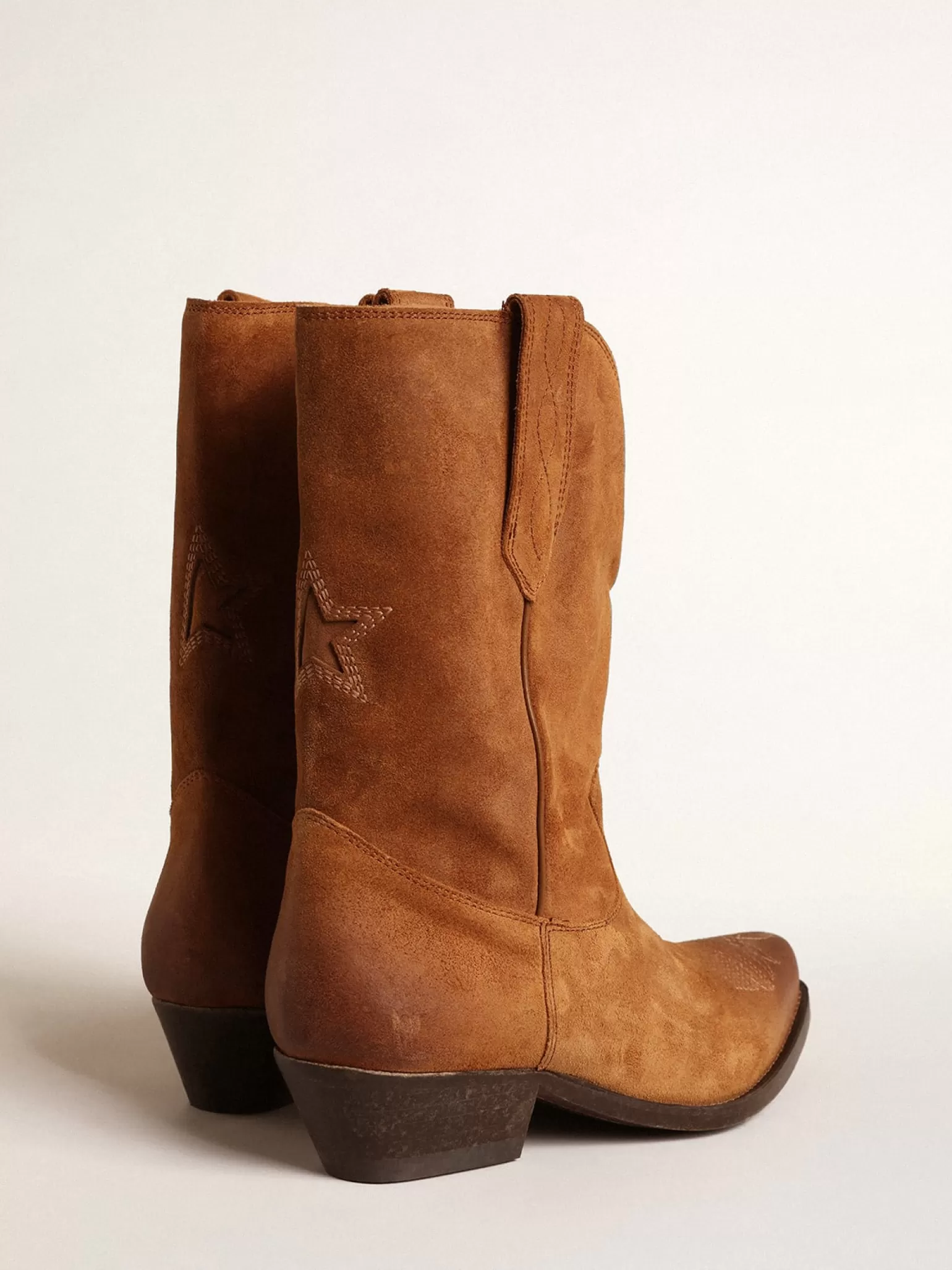 Clearance Botas Wish Star cano baixo de suede cor conhaque com estrela embutida MULHER Botas