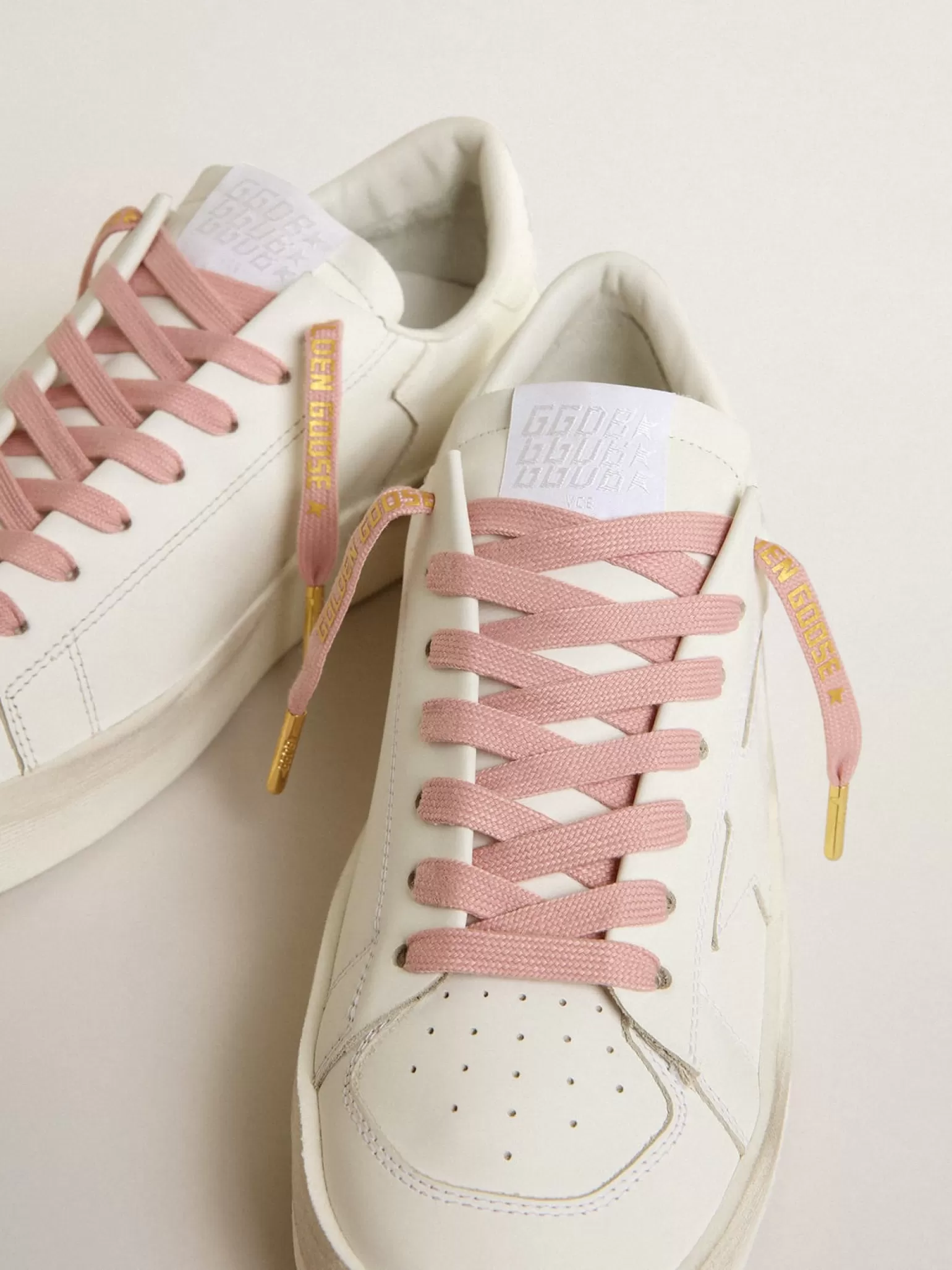 Flash Sale Cadarços de algodão rosa antigo com logo dourado em contraste MULHER Cadarços | Cadarços