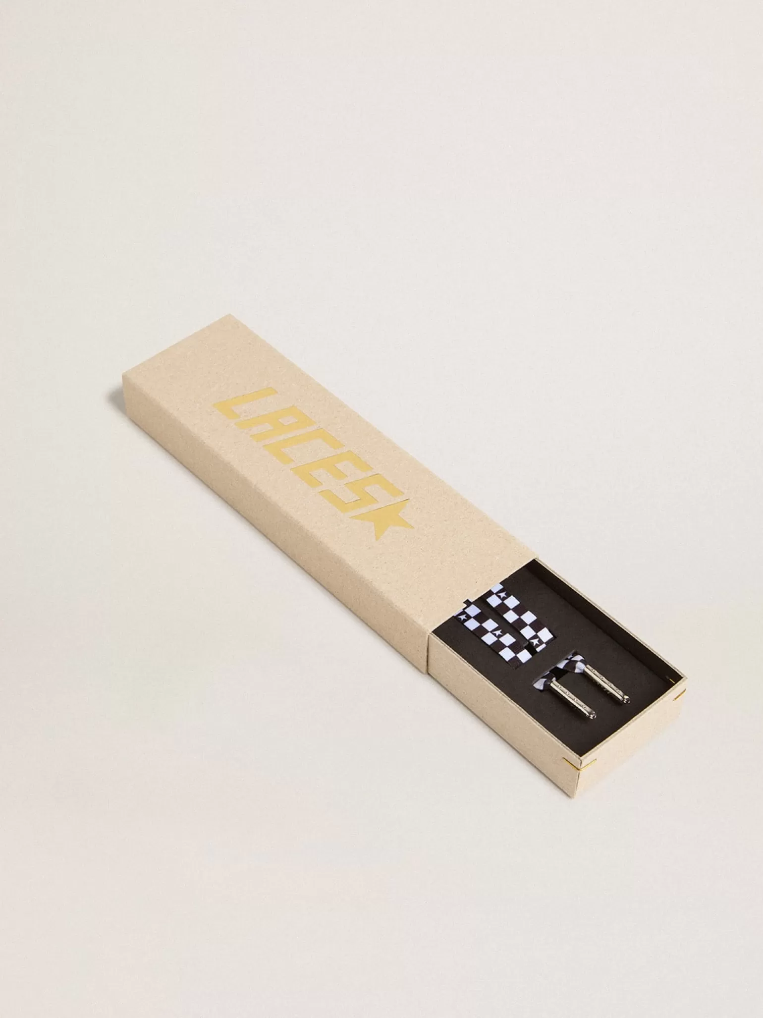 Outlet Cadarços de algodão xadrez branco e preto com estrelinhas brancas MULHER Cadarços | Cadarços
