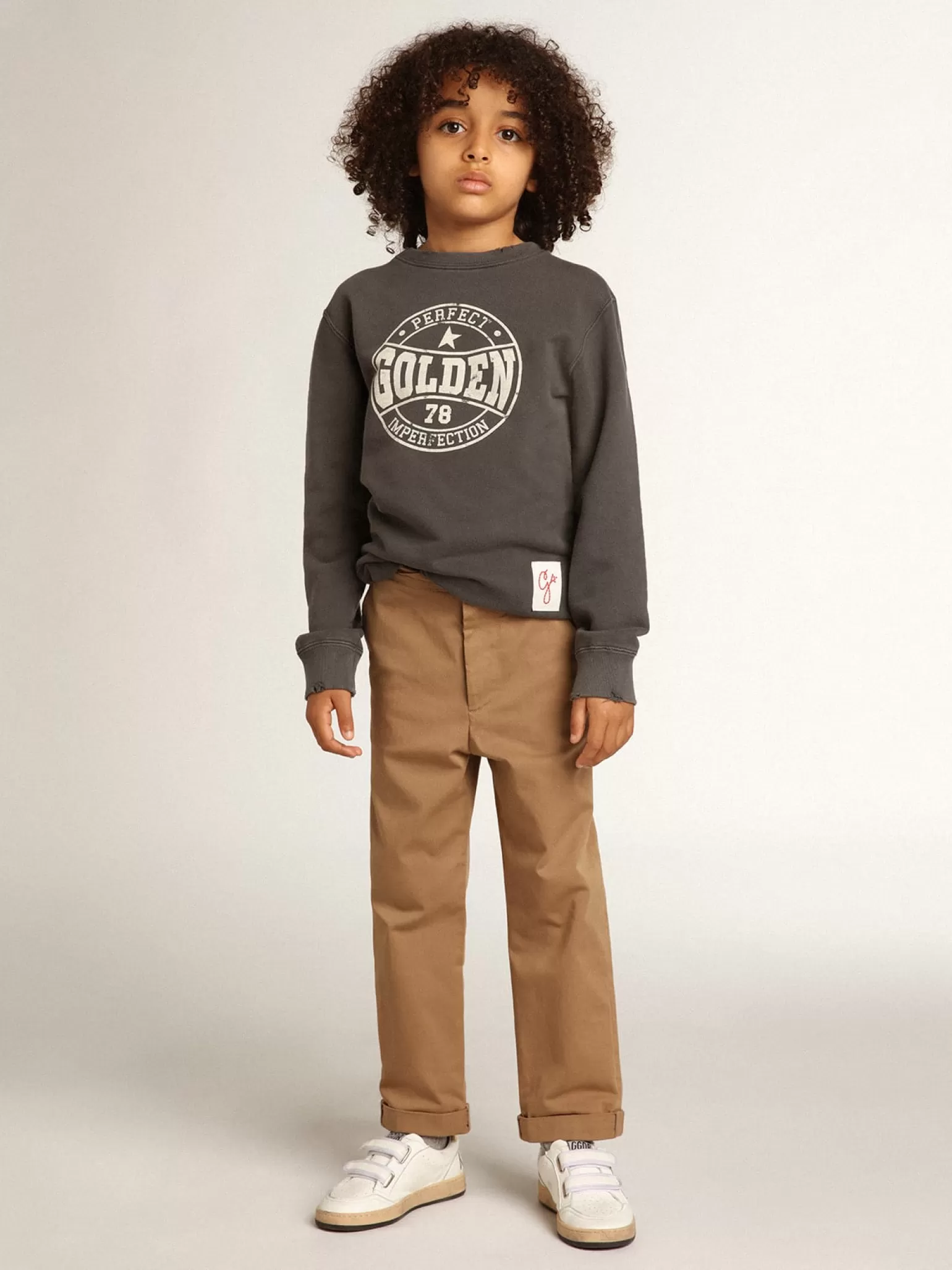 Online Calça chino infantil masculina de algodão cor caramelo Bottoms (4-12 years)