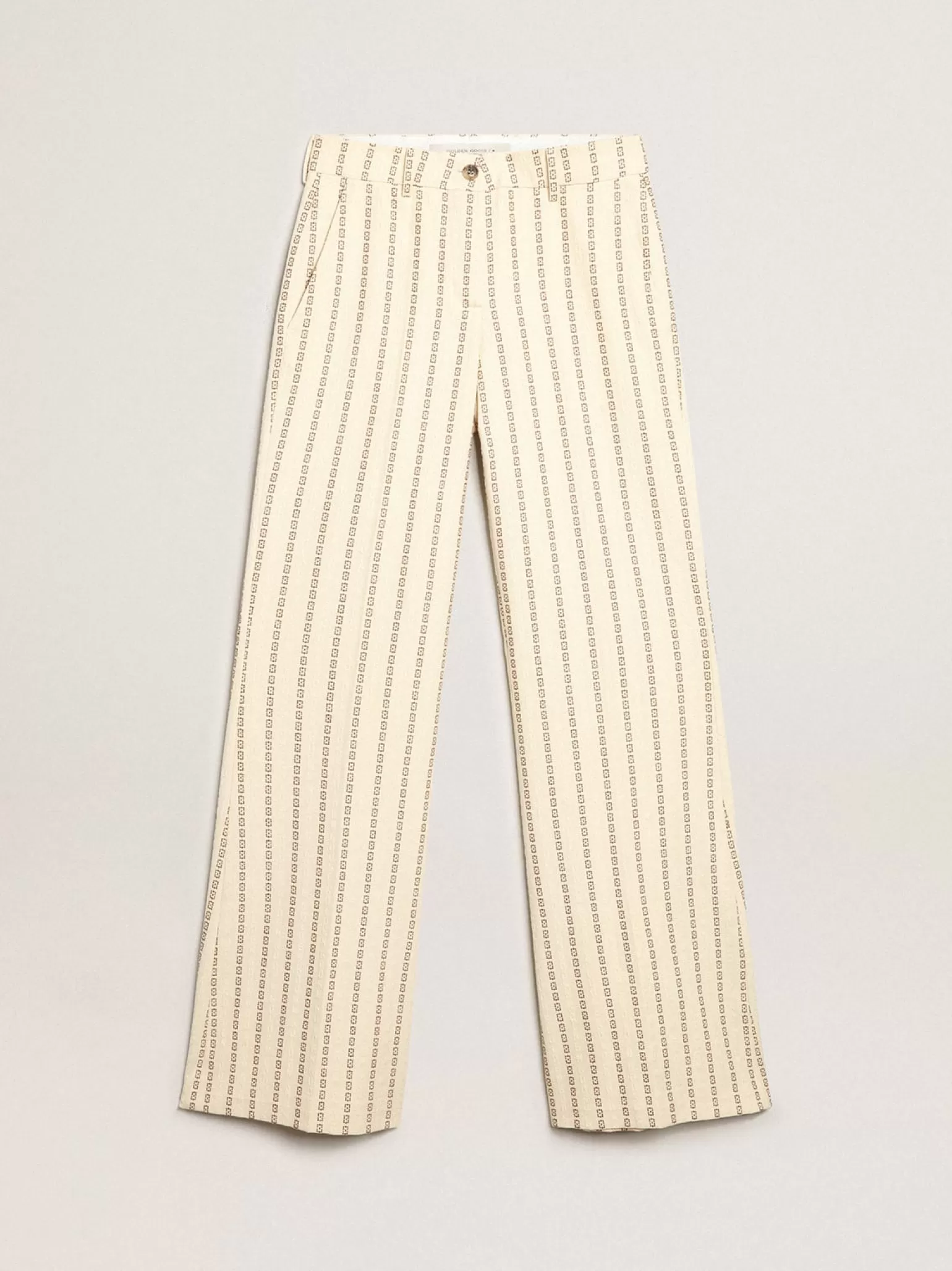 Cheap Calça de algodão na cor creme com estampa jacquard MULHER Jeans e calças