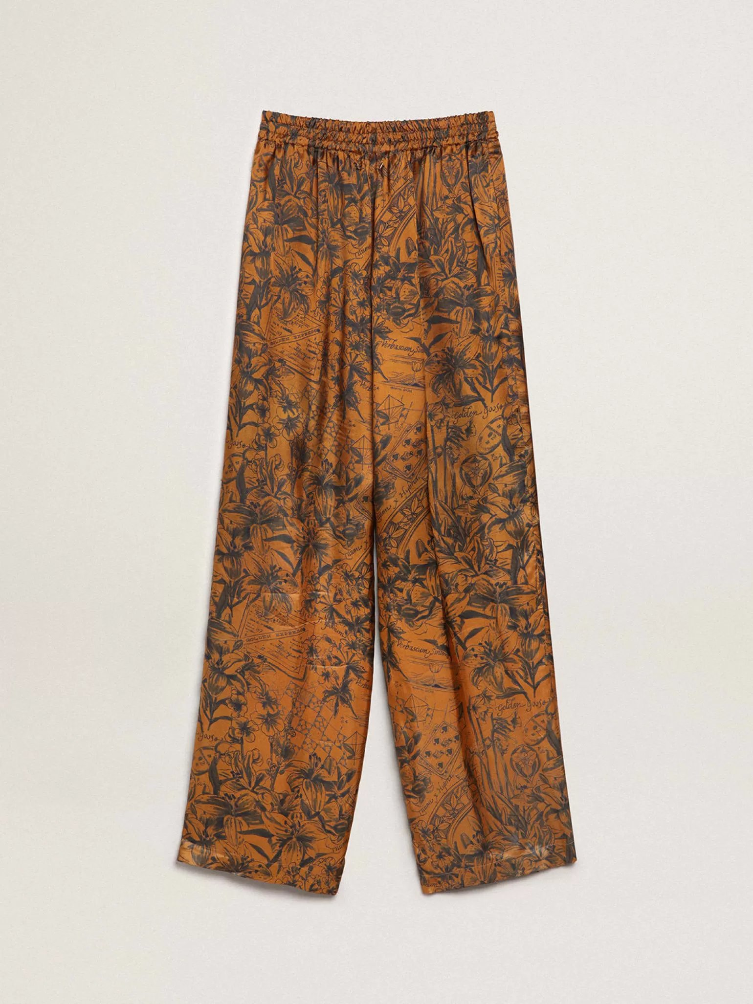 Fashion Calça de jogging feminina marrom dourado com estampa caderno de viagem MULHER Jeans e calças