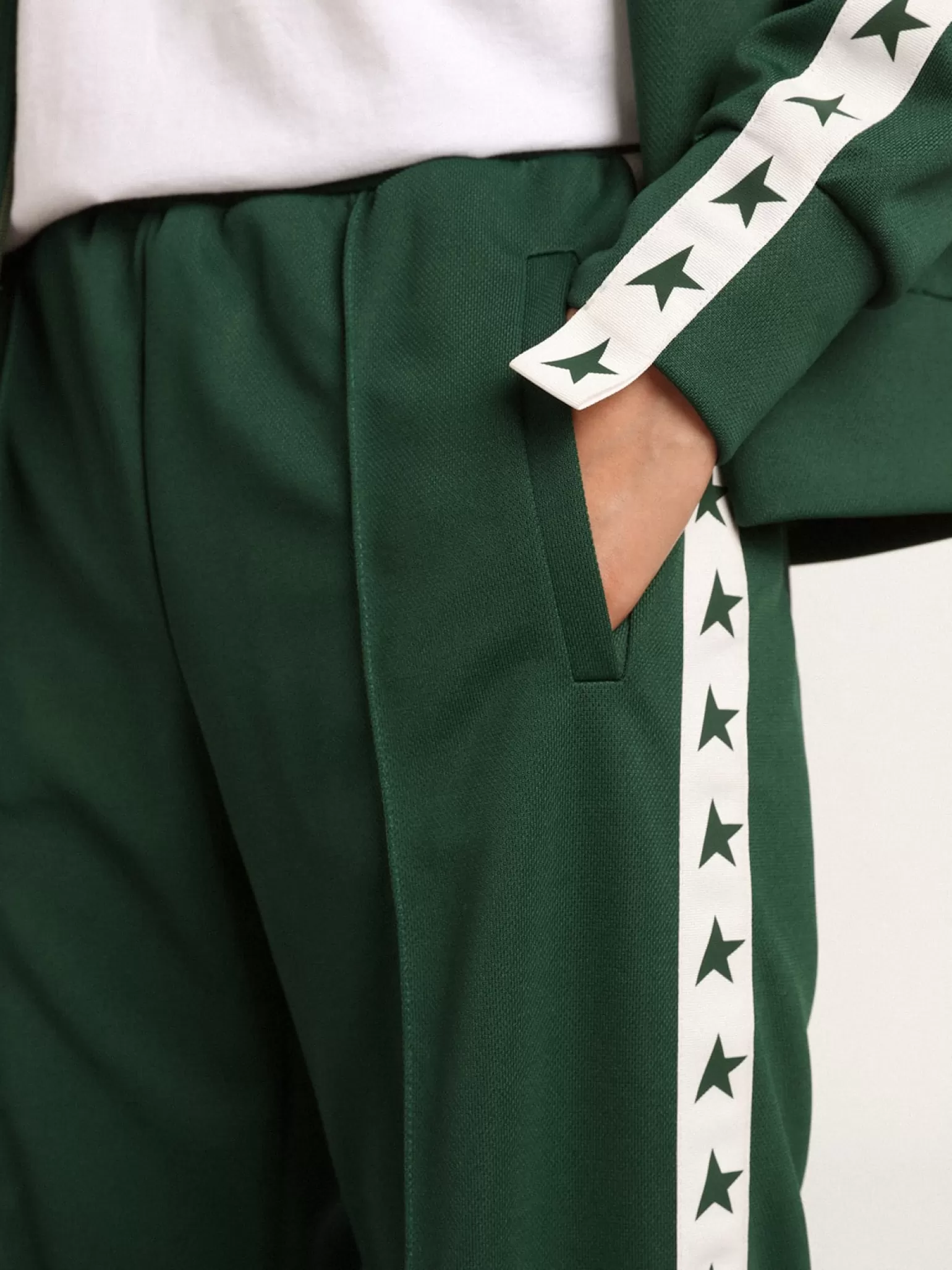 New Calça de jogging feminina verde brilhante com faixa e estrelas MULHER Jeans e calças
