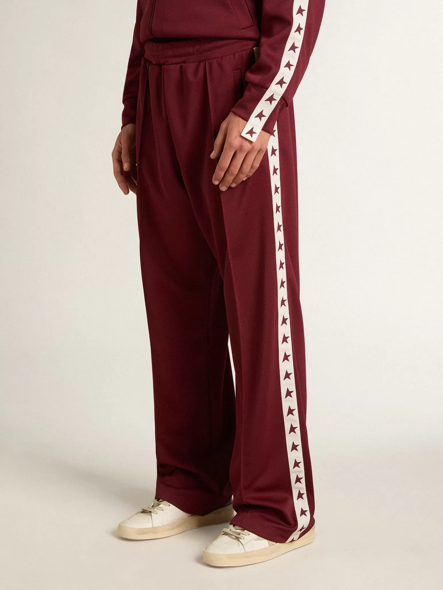 Cheap Calça de jogging masculina bordô com estrelas nas laterais Jeans e calças