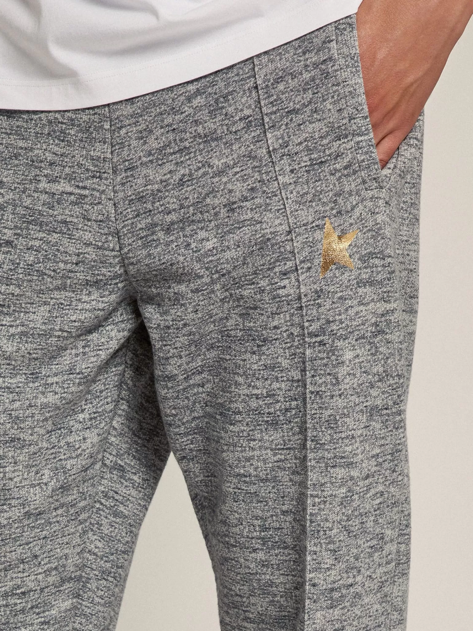 Store Calça de jogging masculina cinza com estrela dourada na frente Jeans e calças