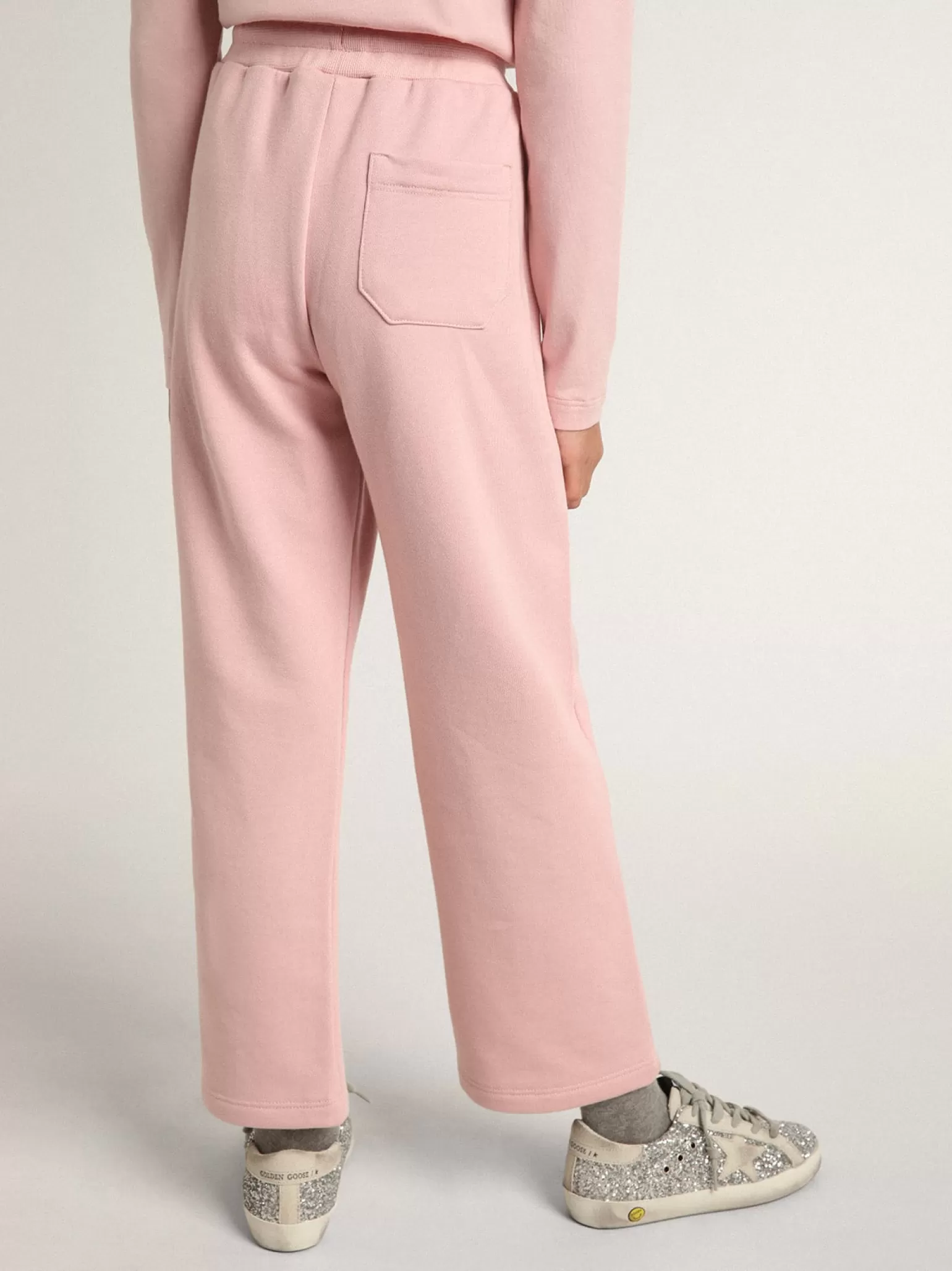 Online Calça de jogging rosa com estrela de glitter na frente Bottoms (4-12 years)
