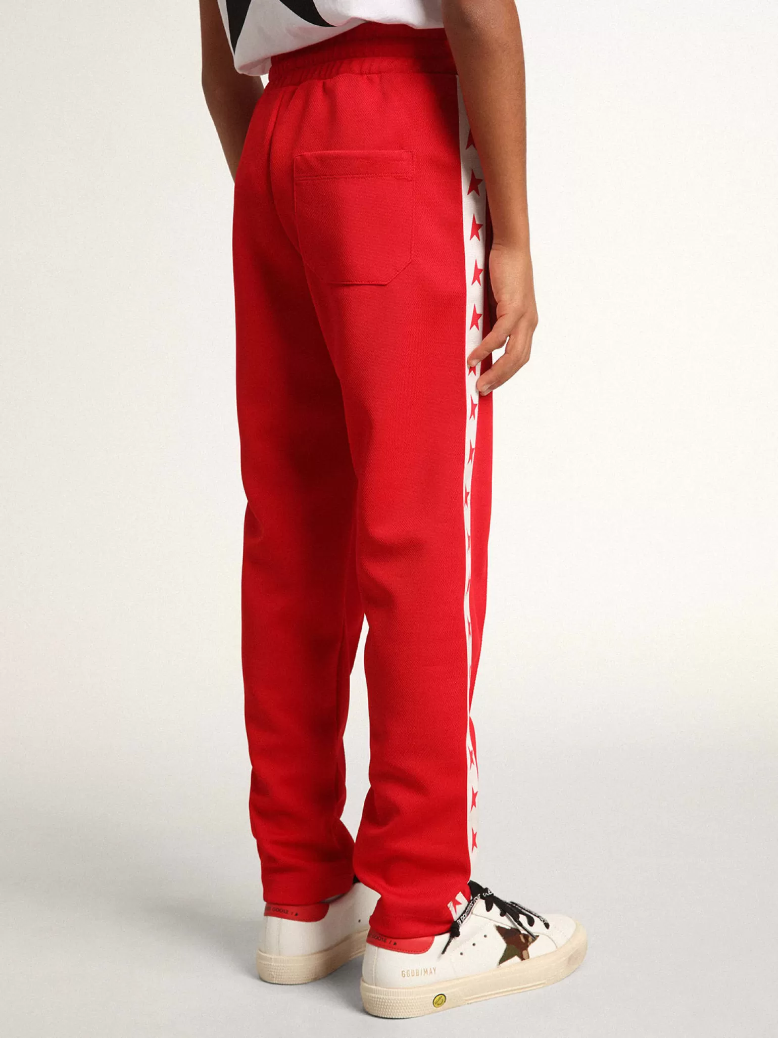Cheap Calça de jogging vermelha com listras brancas e estrelas vermelhas em contraste Bottoms (4-12 years) | Bottoms (4-12 years)